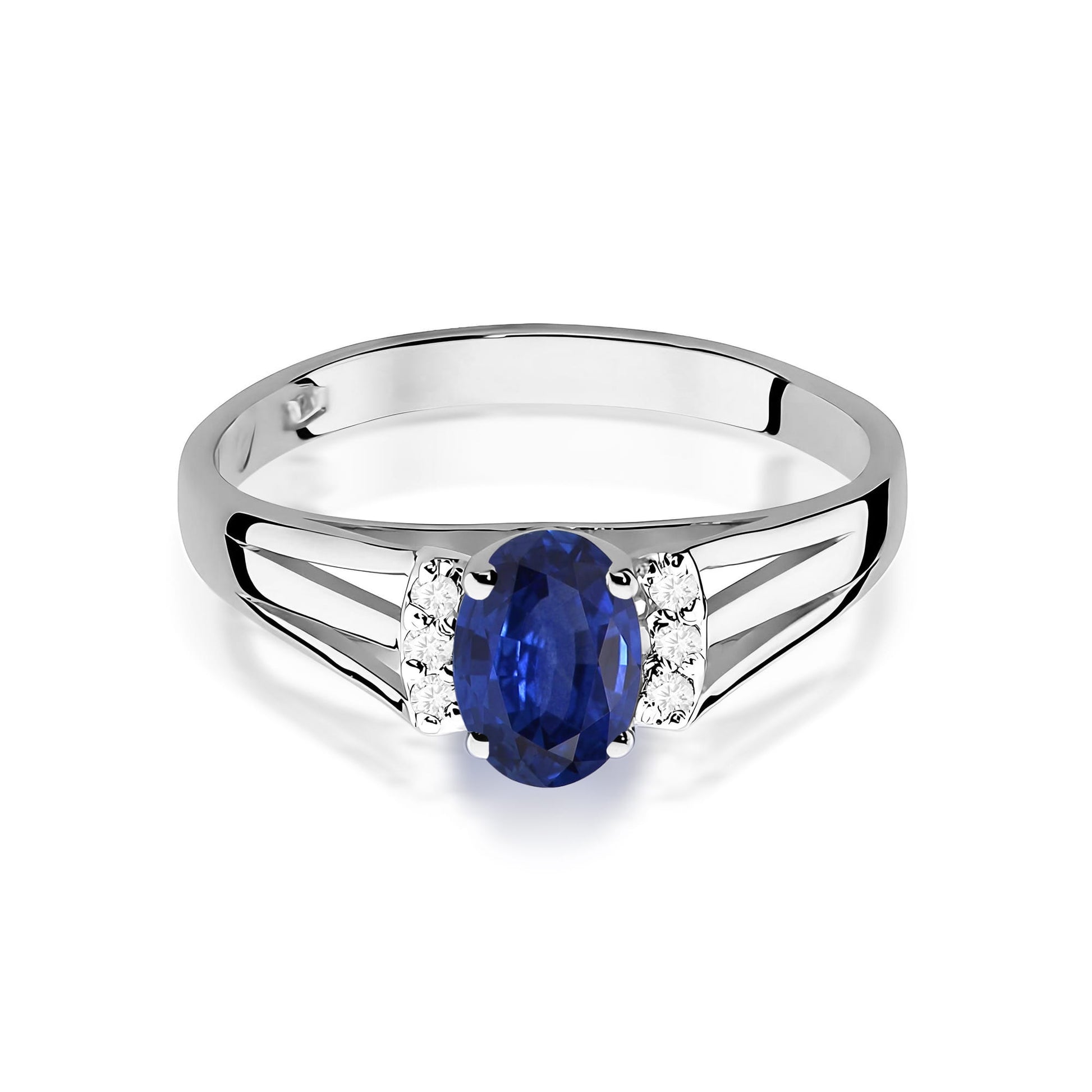 Inel Aur 9K cu Safir 0.70 ct si Diamante Naturale 0.05 ct