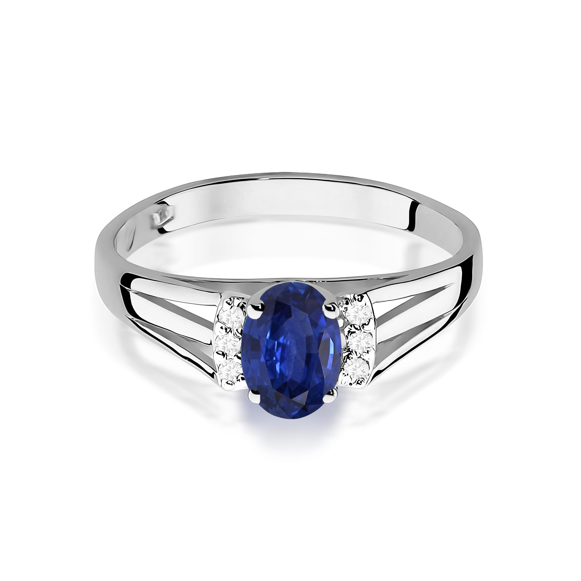 Inel Aur 9K cu Safir 0.70 ct si Diamante Naturale 0.05 ct