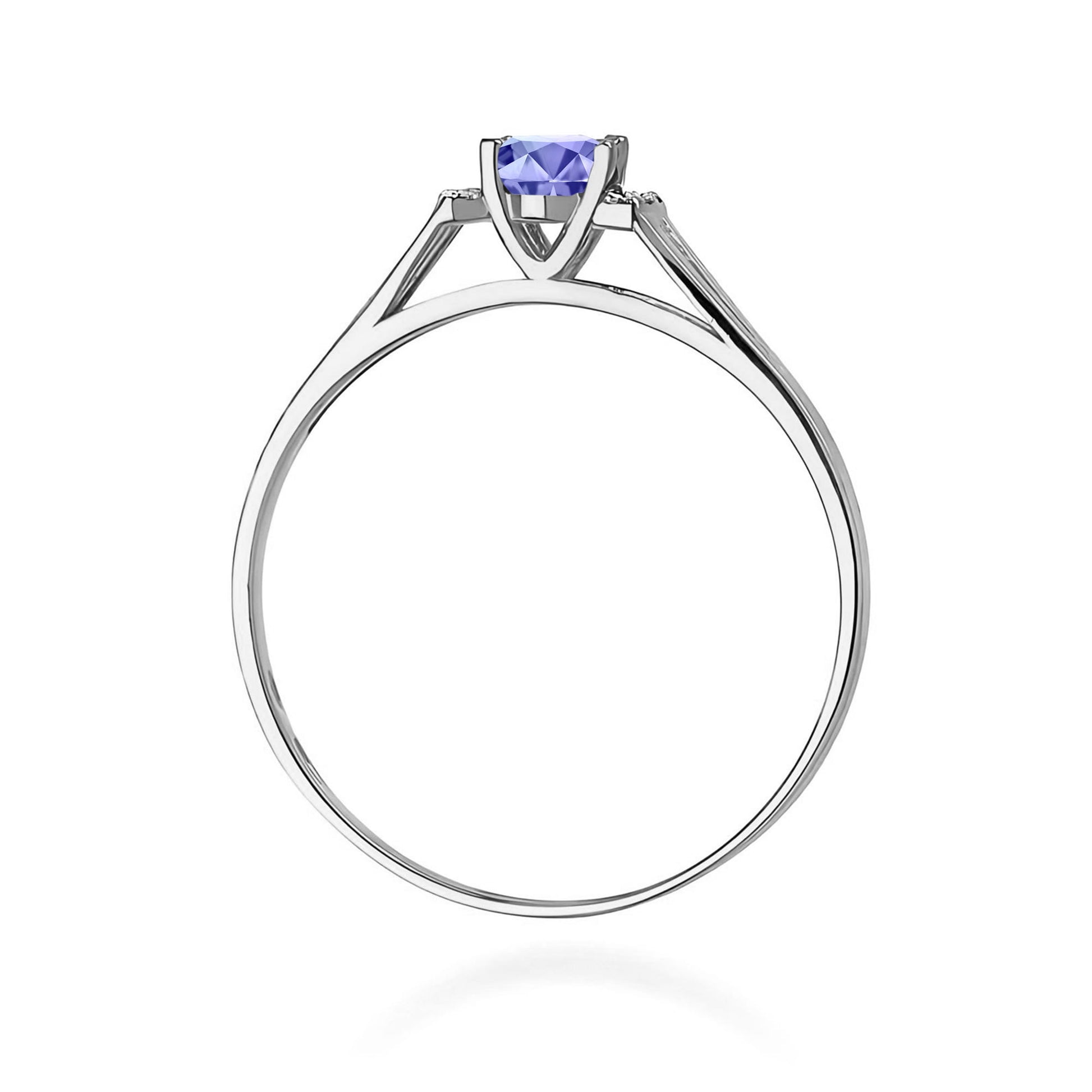 Inel Aur 9K cu Tanzanit 0.40 ct si Diamante Naturale 0.05 ct