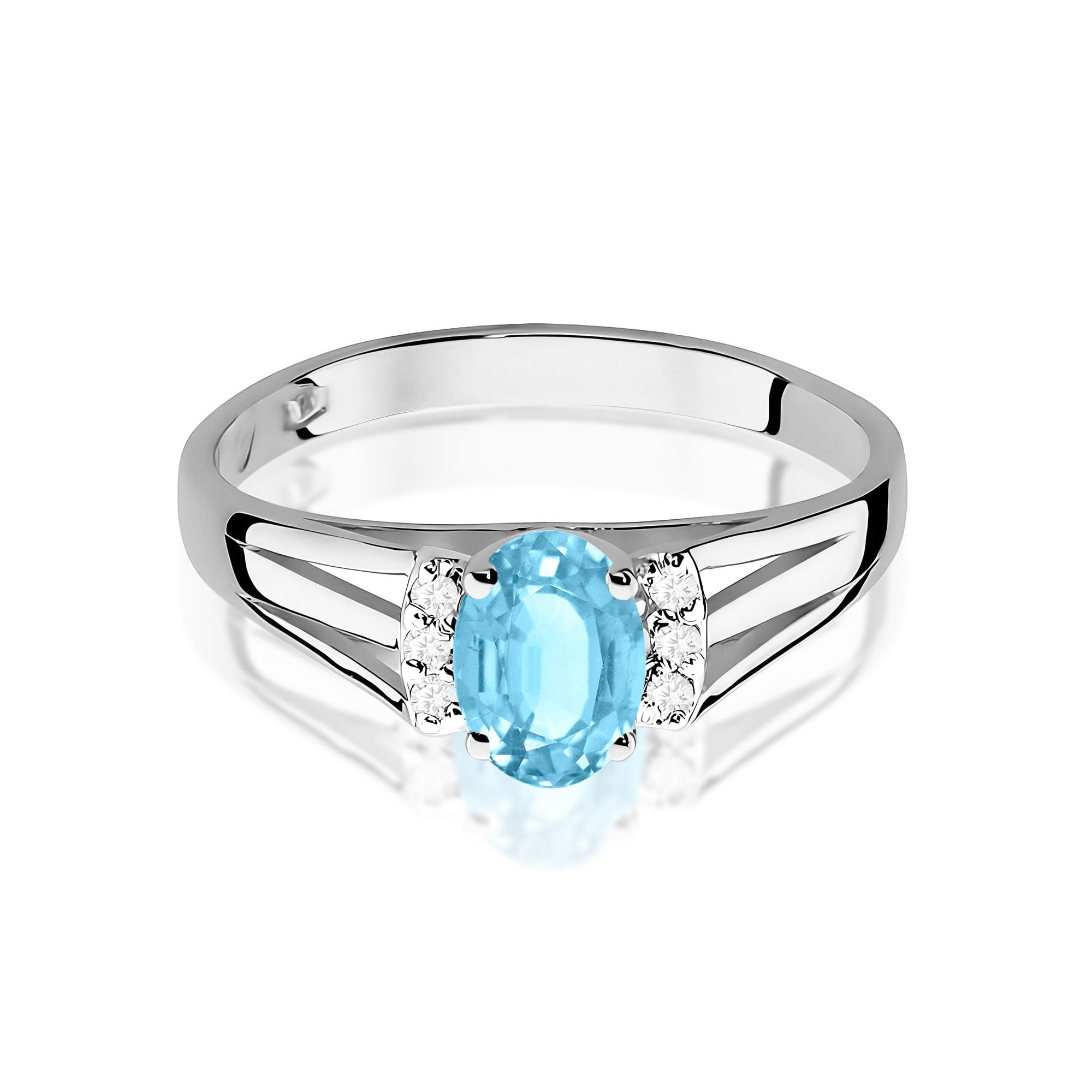 Inel Aur 9K cu Topaz Swiss 0.50 ct si Diamante Naturale 0.05 ct