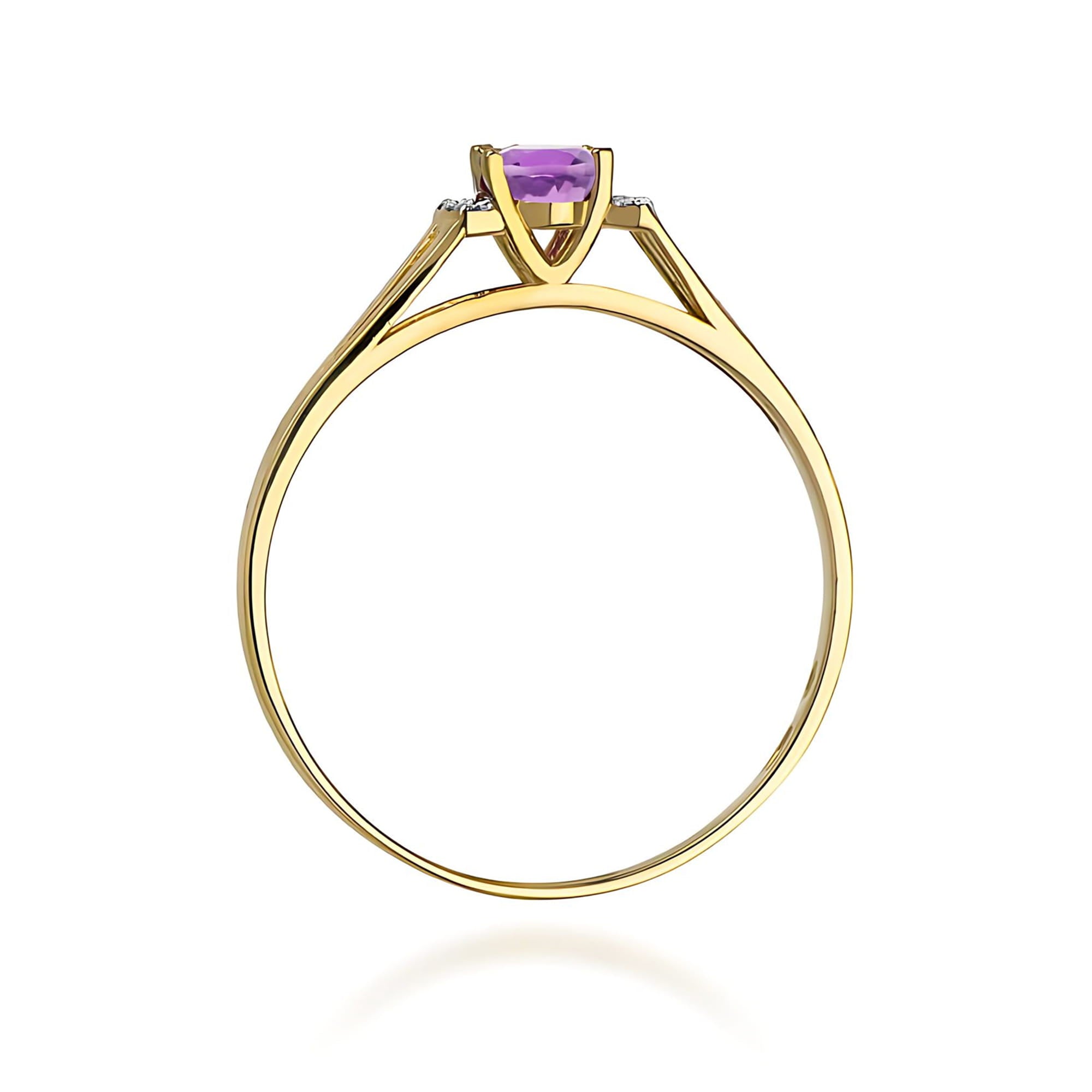 Inel Aur 9K cu Ametist 0.40 ct si Diamante Naturale 0.05 ct