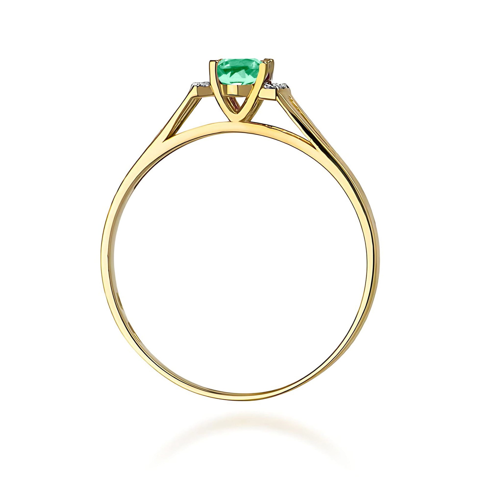 Inel Aur 9K cu Smarald 0.40 ct si Diamante Naturale 0.05 ct