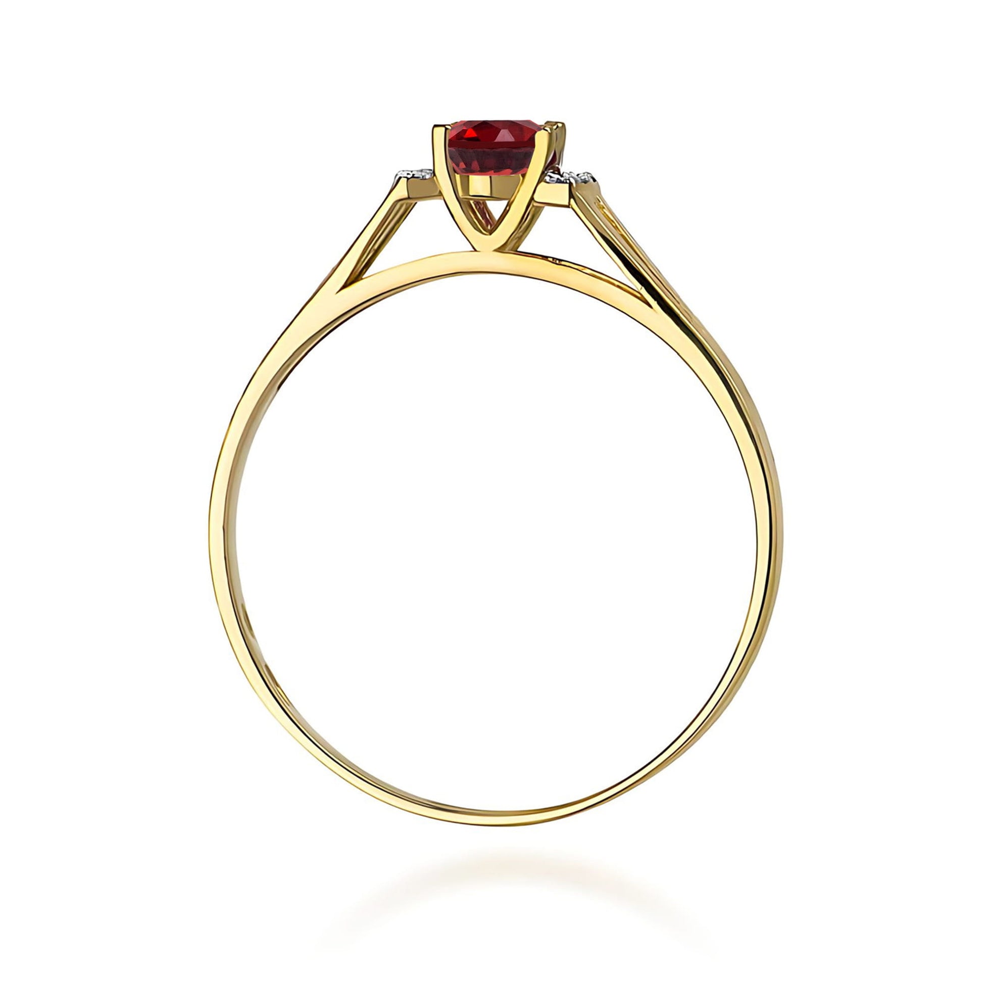 Inel Aur 9K cu Granat 0.50 ct si Diamante Naturale 0.05 ct