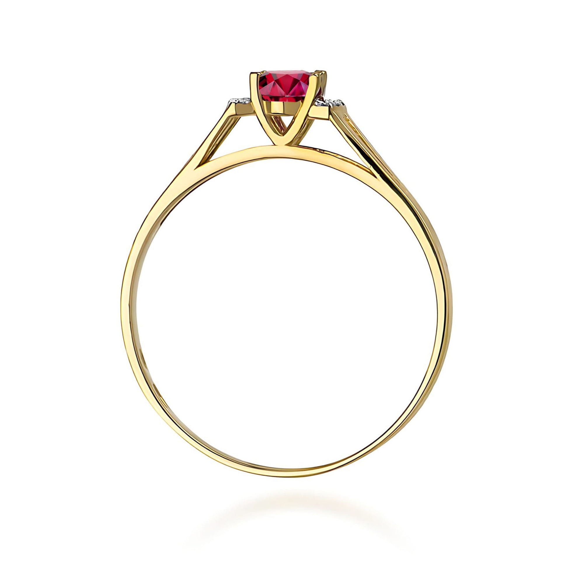 Inel Aur 9K cu Rubin 0.60 ct si Diamante Naturale 0.05 ct