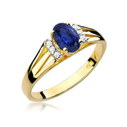 Inel Aur 9K cu Safir 0.70 ct si Diamante Naturale 0.05 ct