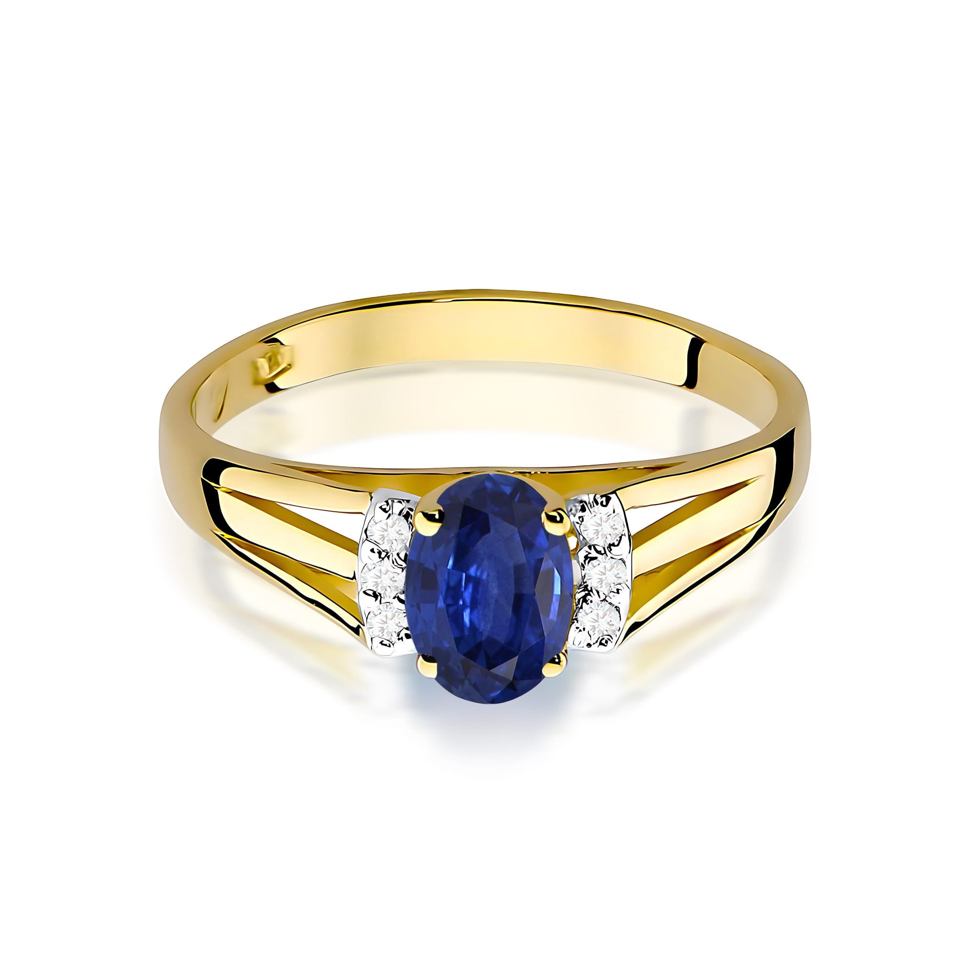 Inel Aur 9K cu Safir 0.70 ct si Diamante Naturale 0.05 ct