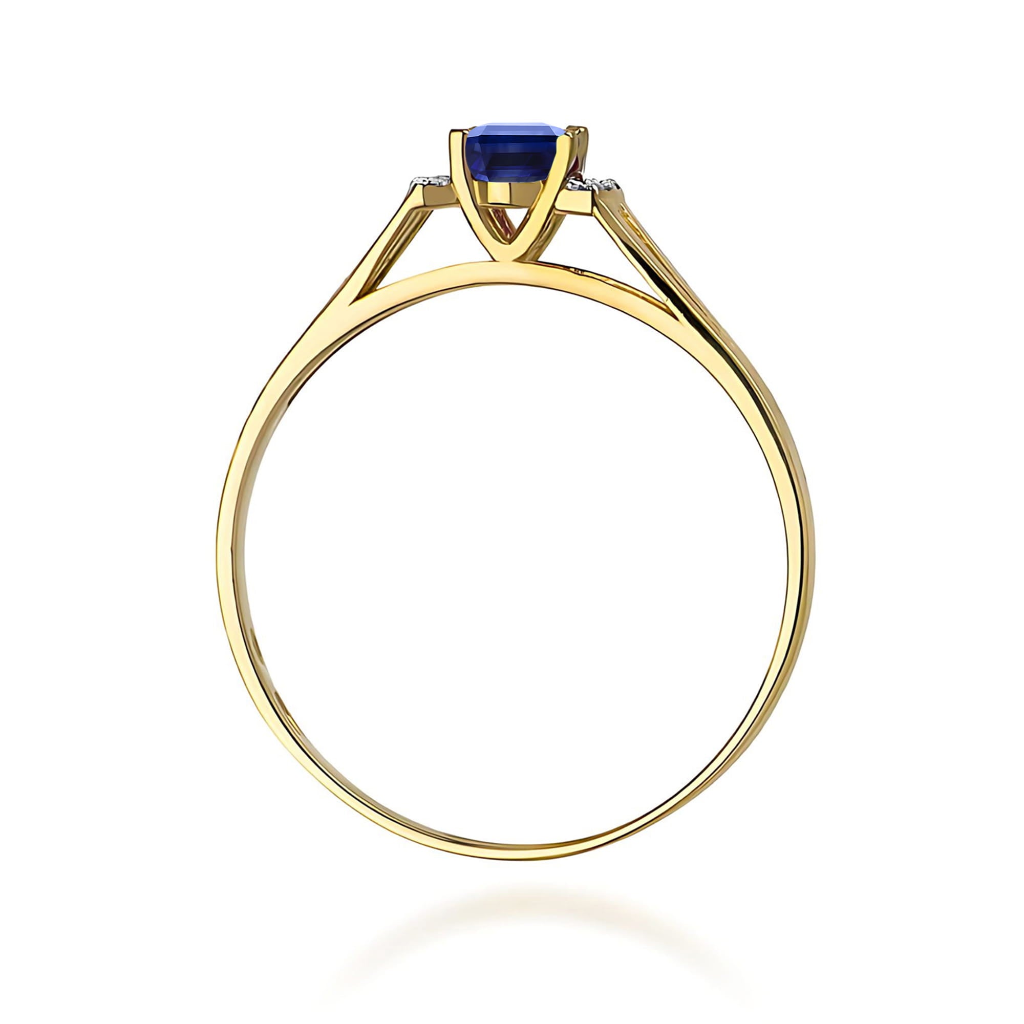 Inel Aur 9K cu Safir 0.70 ct si Diamante Naturale 0.05 ct