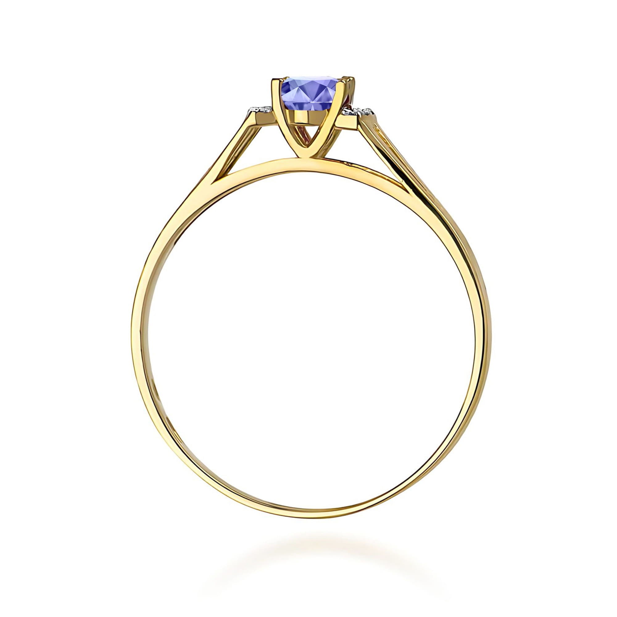 Inel Aur 9K cu Tanzanit 0.40 ct si Diamante Naturale 0.05 ct