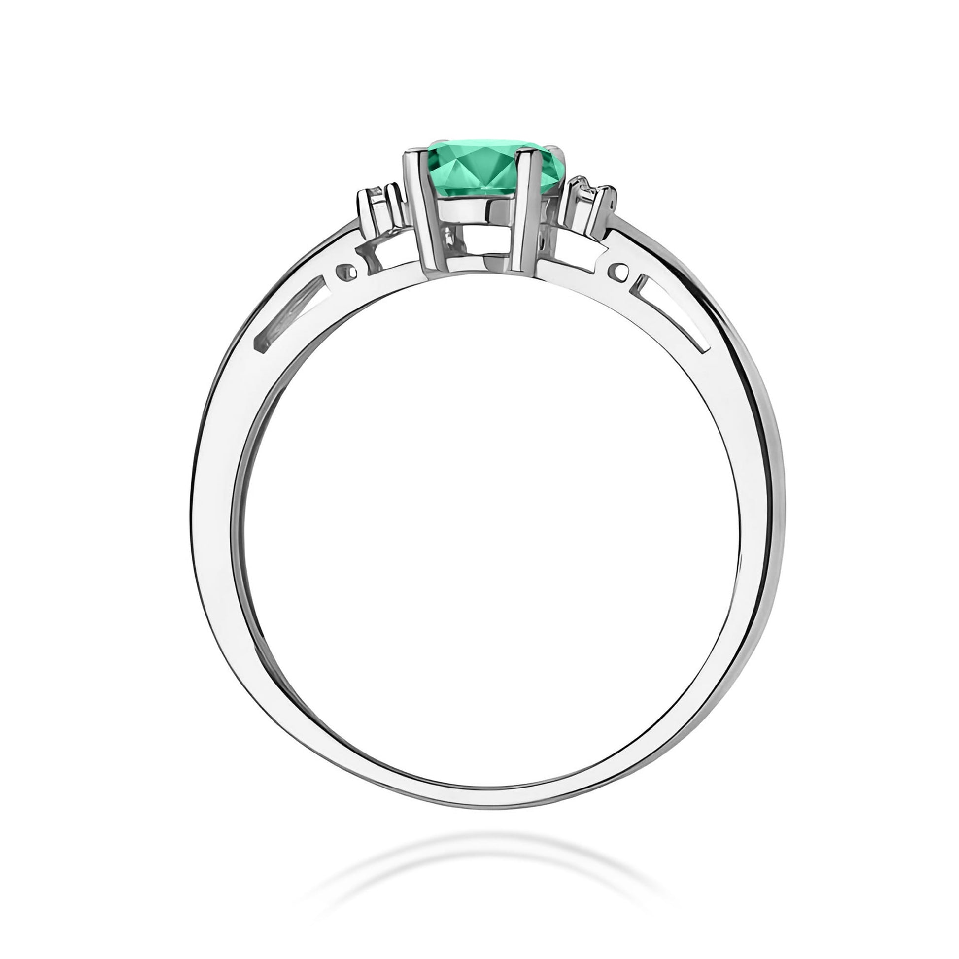 Inel Aur 9K cu Smarald 0.40 ct si Diamante Naturale 0.03 ct