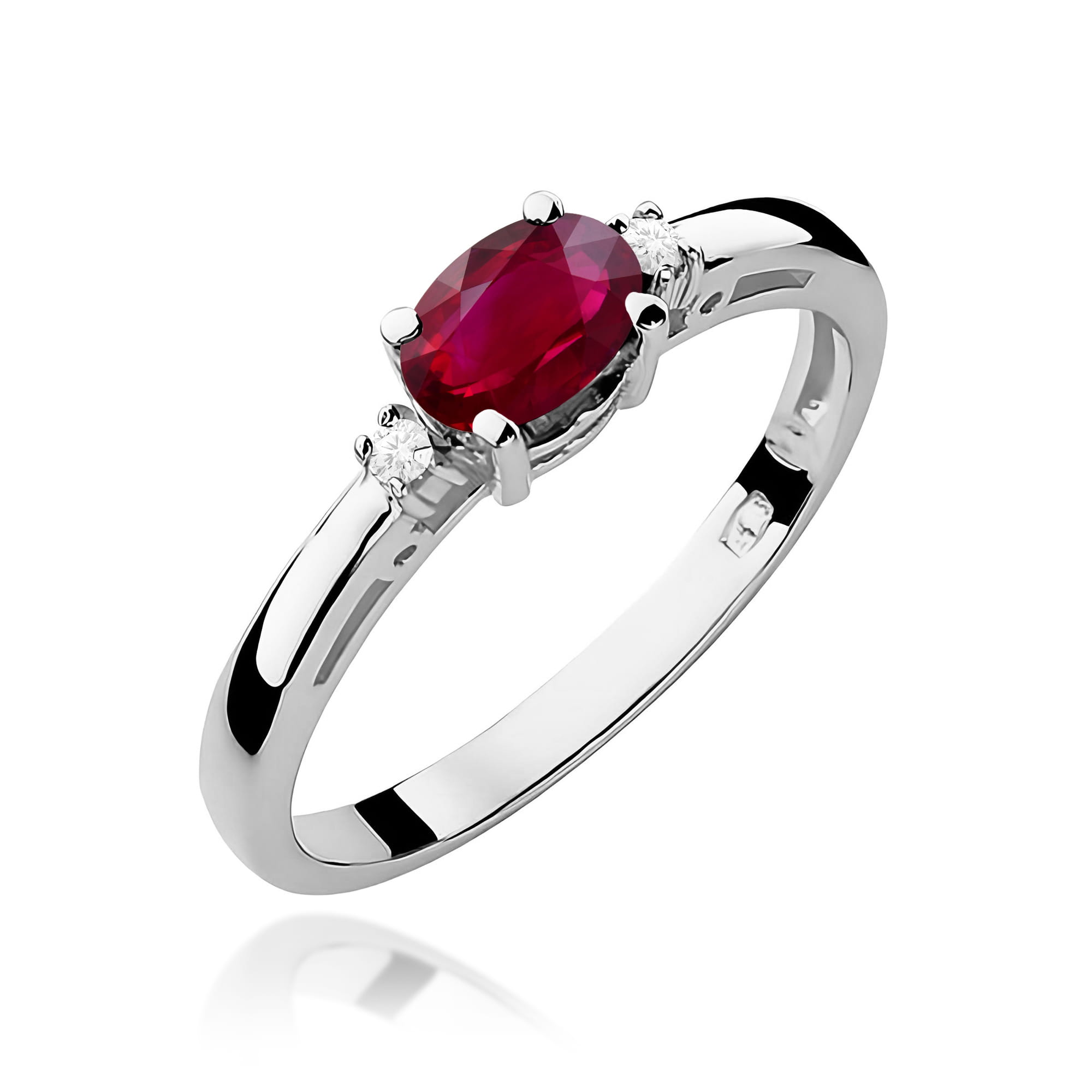 Inel Aur 9K cu Rubin 0.60 ct si Diamante Naturale 0.03 ct
