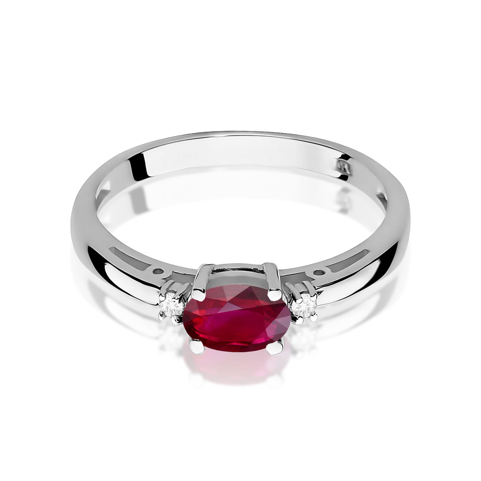Inel Aur 9K cu Rubin 0.60 ct si Diamante Naturale 0.03 ct