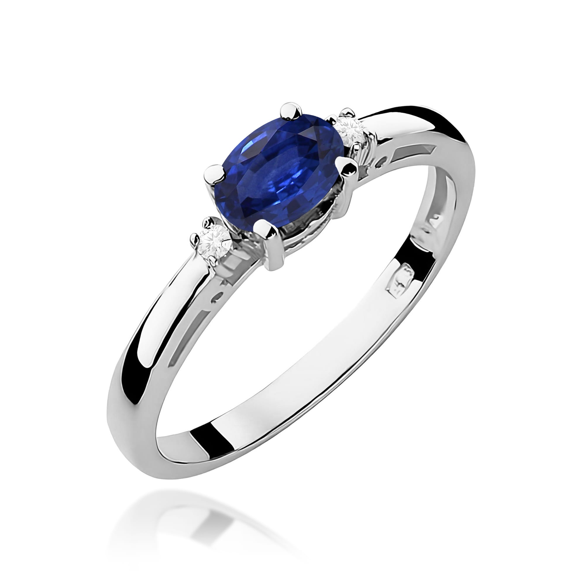 Inel Aur 9K cu Safir 0.70 ct si Diamante Naturale 0.03 ct
