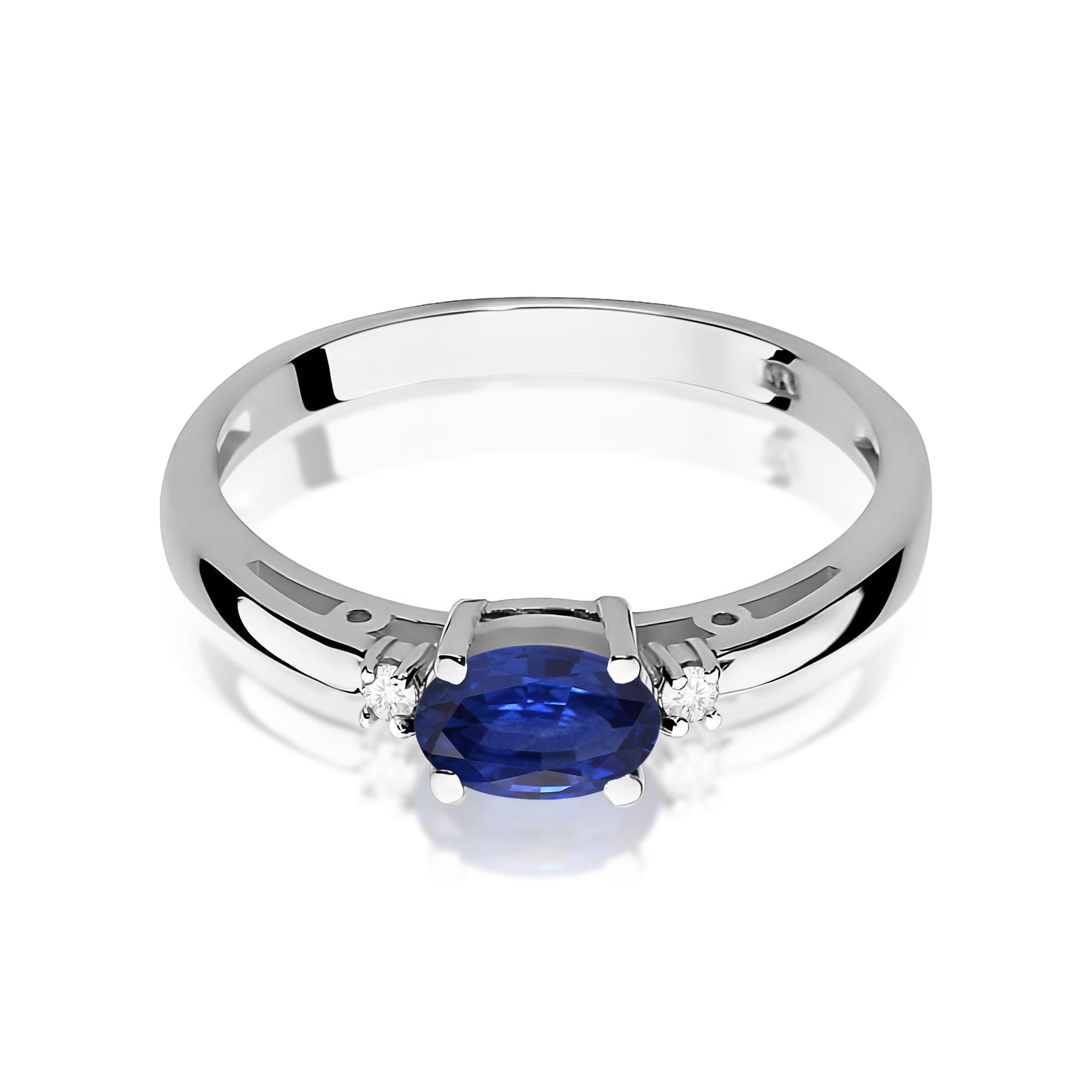 Inel Aur 9K cu Safir 0.70 ct si Diamante Naturale 0.03 ct
