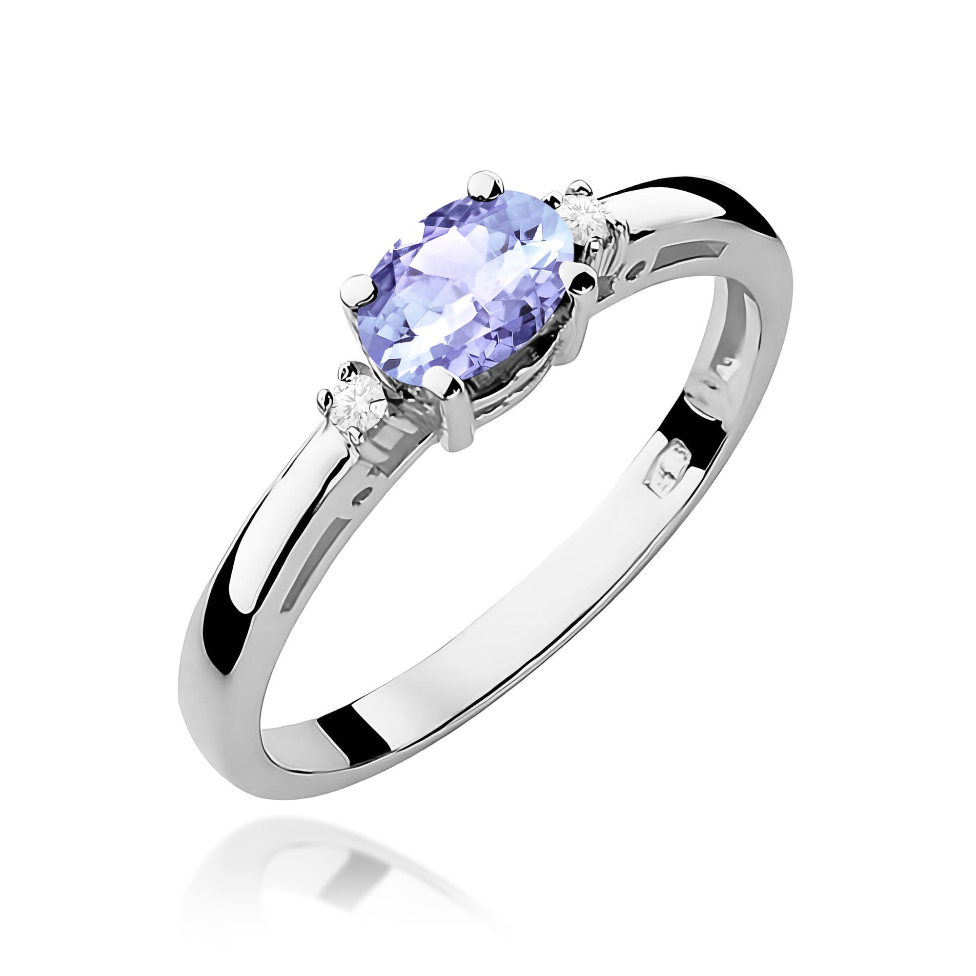 Inel Aur 9K cu Tanzanit 0.40 ct si Diamante Naturale 0.03 ct