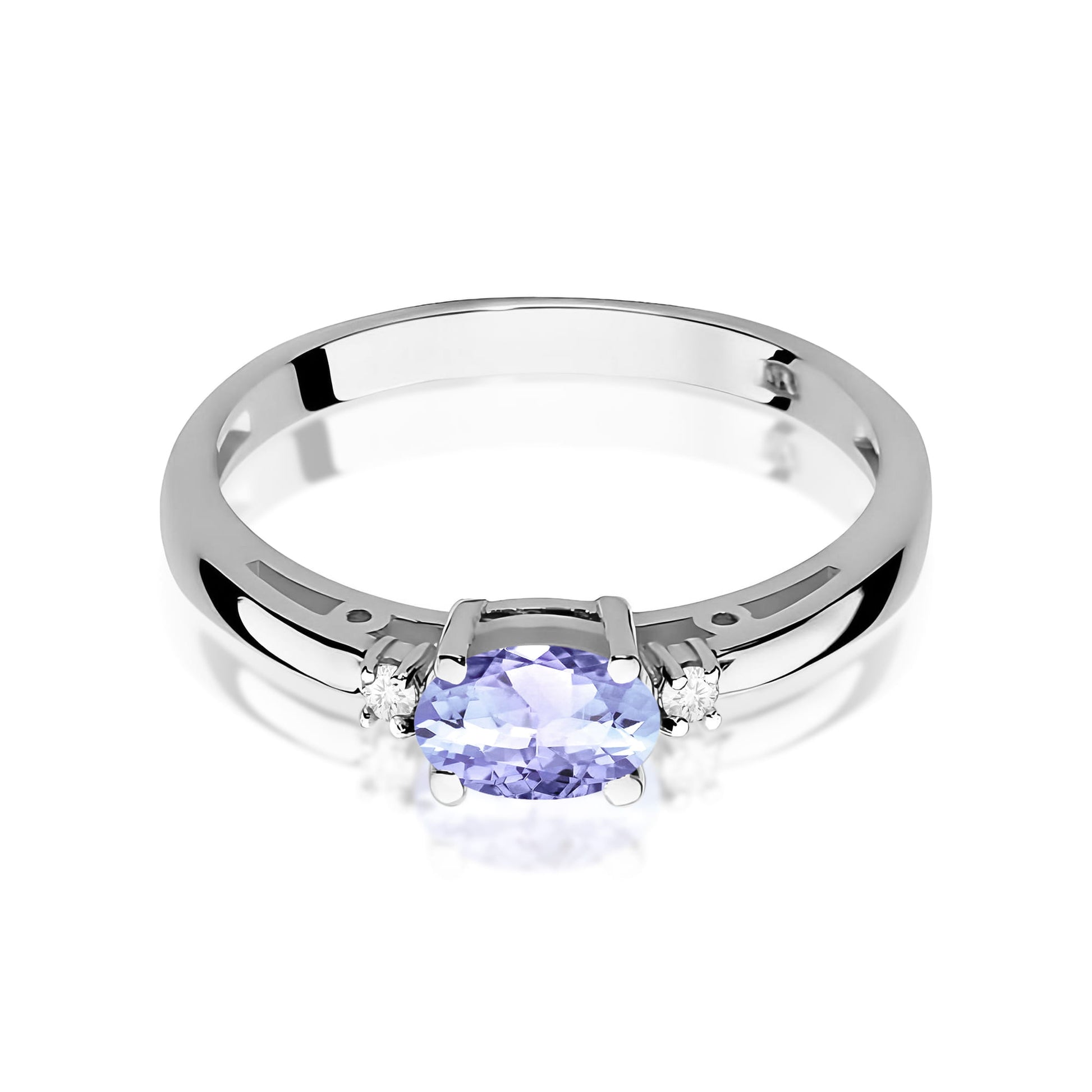 Inel Aur 9K cu Tanzanit 0.40 ct si Diamante Naturale 0.03 ct