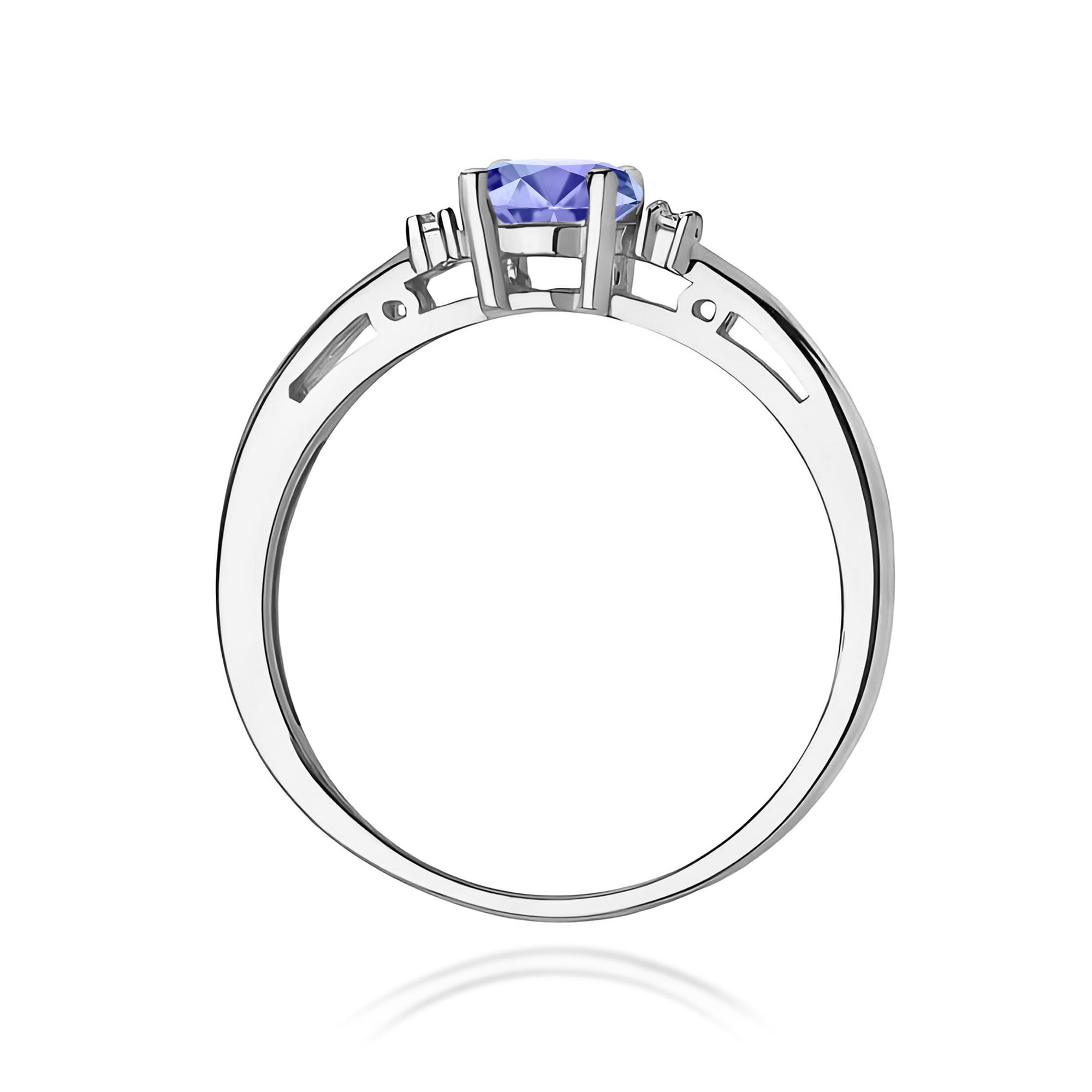 Inel Aur 9K cu Tanzanit 0.40 ct si Diamante Naturale 0.03 ct