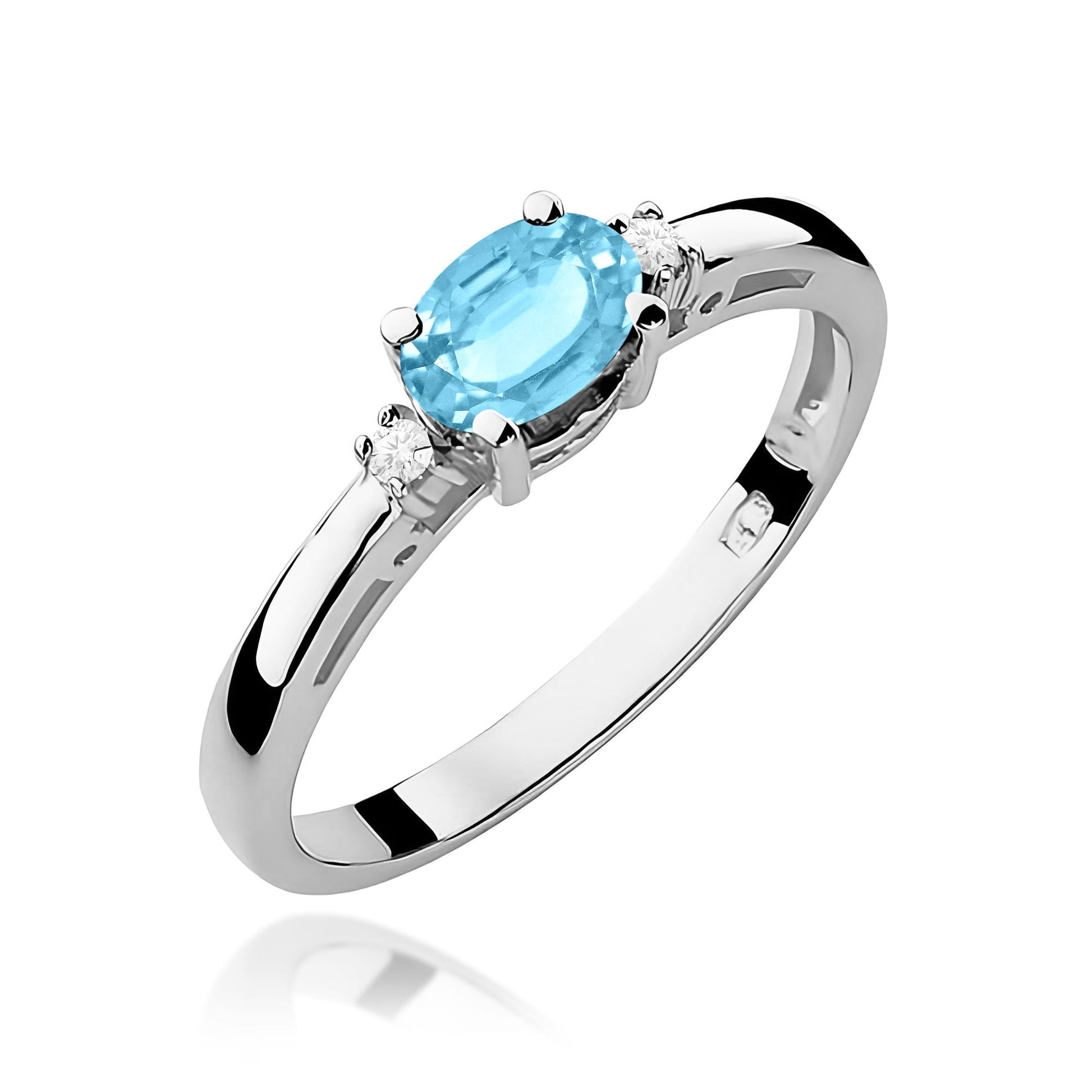 Inel Aur 9K cu Topaz Swiss 0.50 ct si Diamante Naturale 0.03 ct