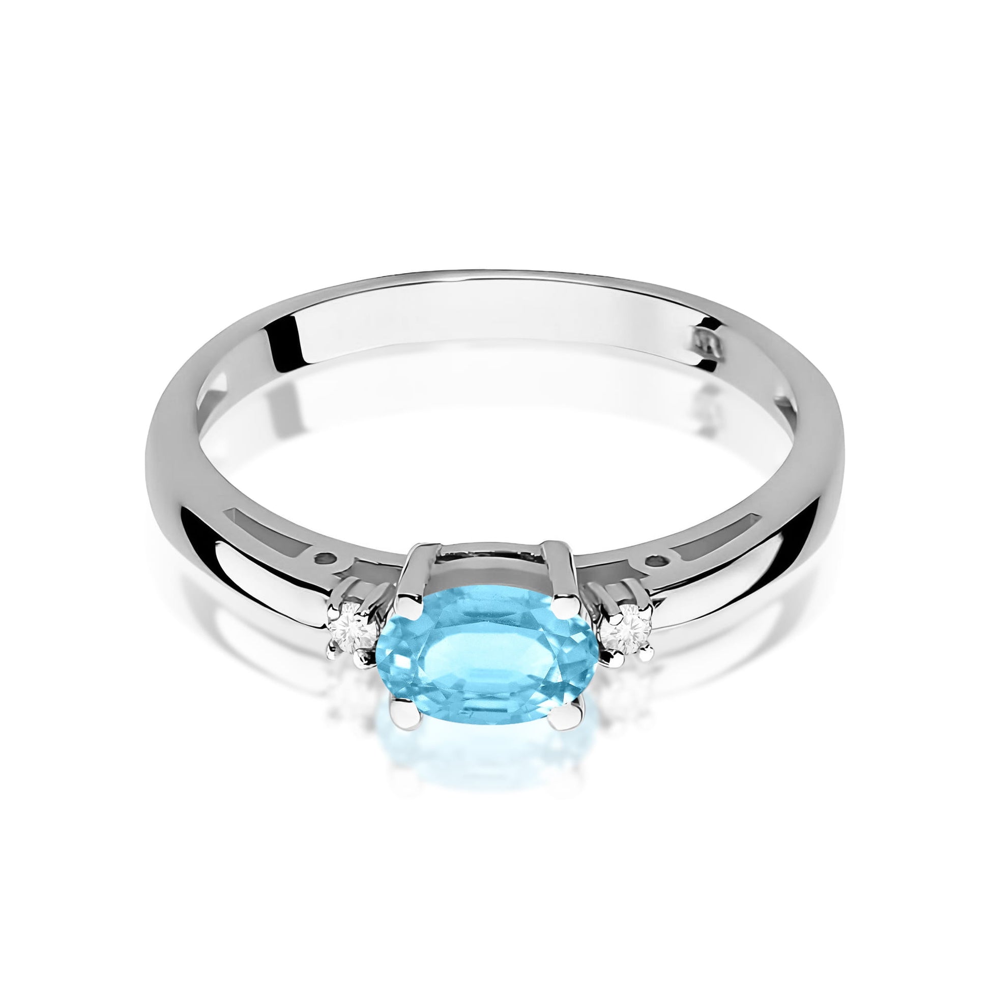 Inel Aur 9K cu Topaz Swiss 0.50 ct si Diamante Naturale 0.03 ct