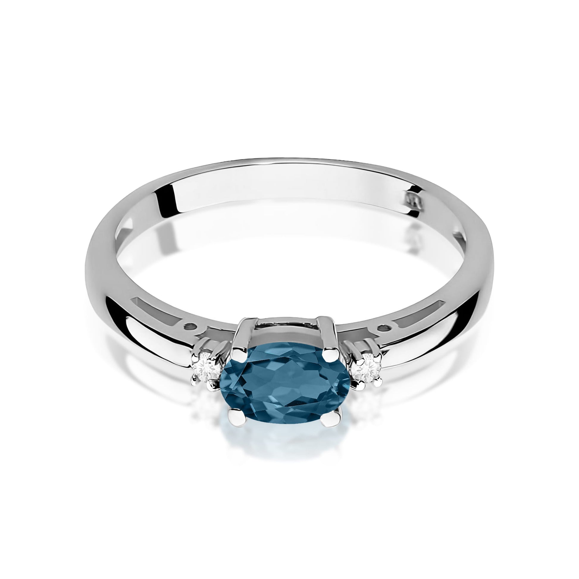 Inel Aur 9K cu Topaz London Blue 0.50 ct si Diamante Naturale 0.03 ct