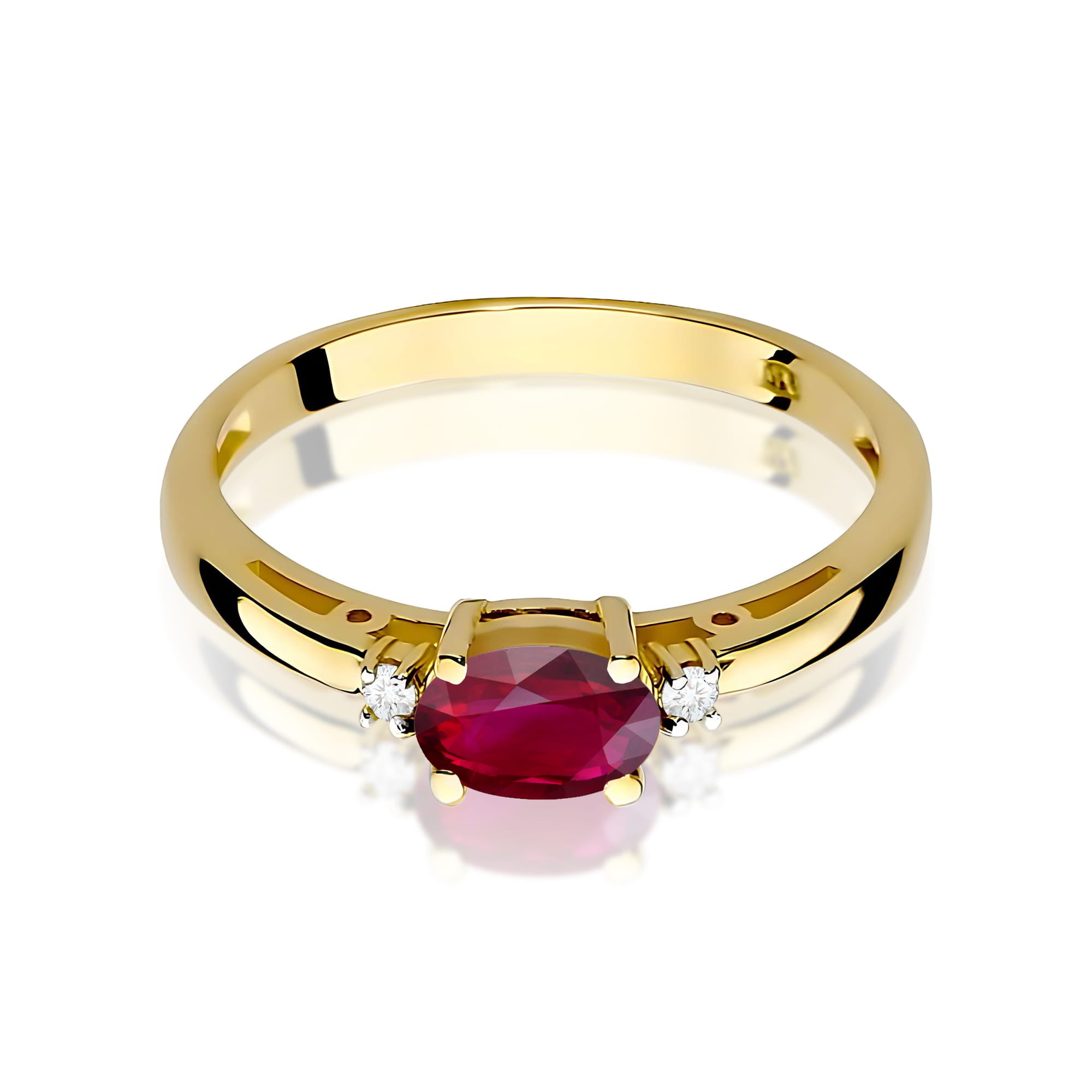 Inel Aur 9K cu Rubin 0.60 ct si Diamante Naturale 0.03 ct