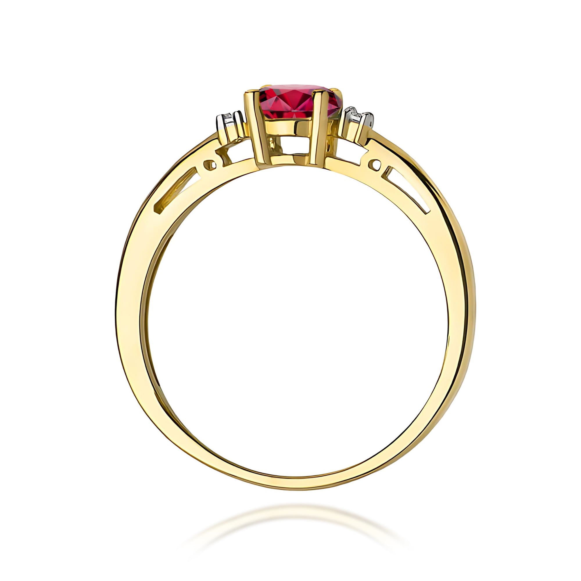 Inel Aur 9K cu Rubin 0.60 ct si Diamante Naturale 0.03 ct