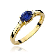 Inel Aur 9K cu Safir 0.70 ct si Diamante Naturale 0.03 ct