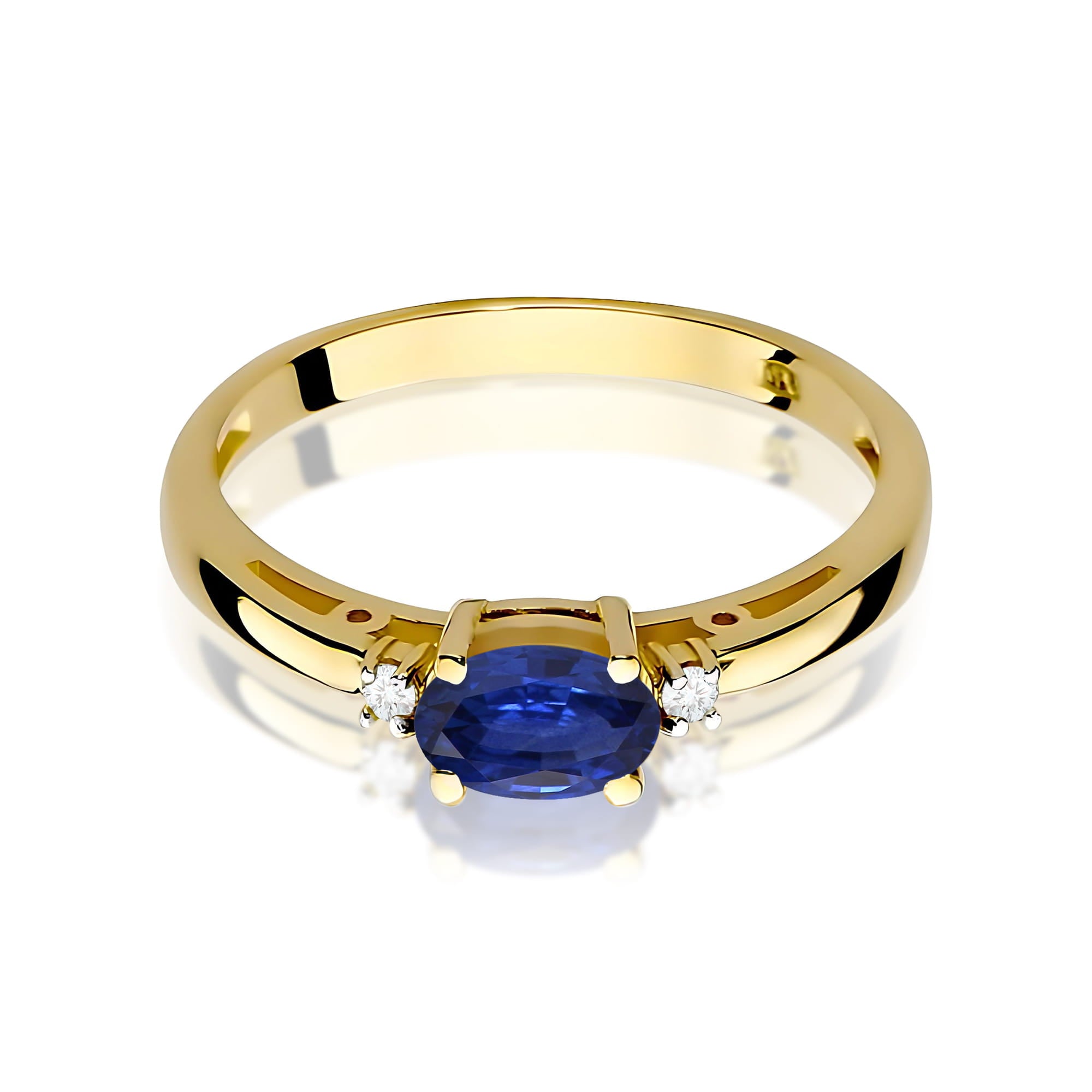 Inel Aur 9K cu Safir 0.70 ct si Diamante Naturale 0.03 ct