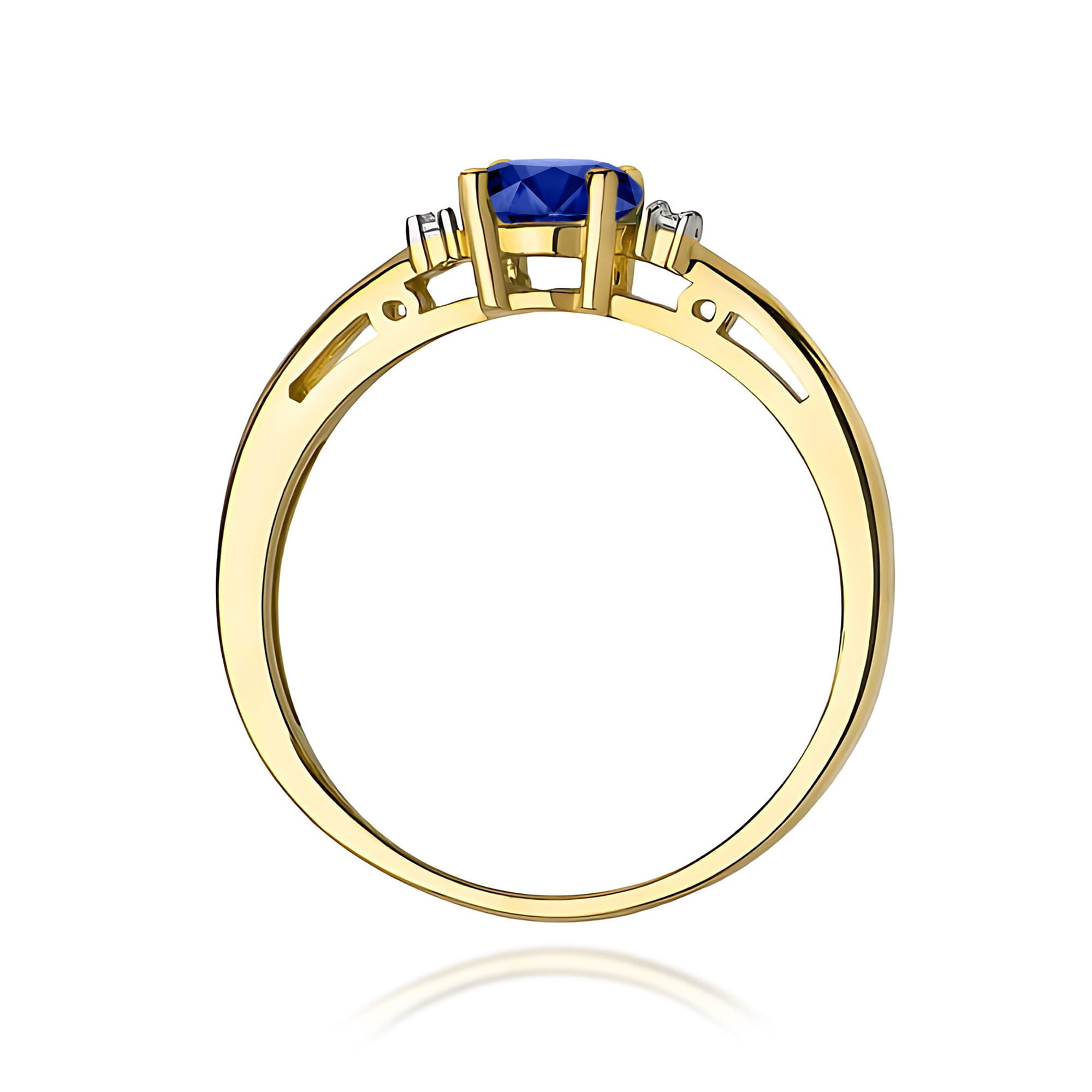 Inel Aur 9K cu Safir 0.70 ct si Diamante Naturale 0.03 ct
