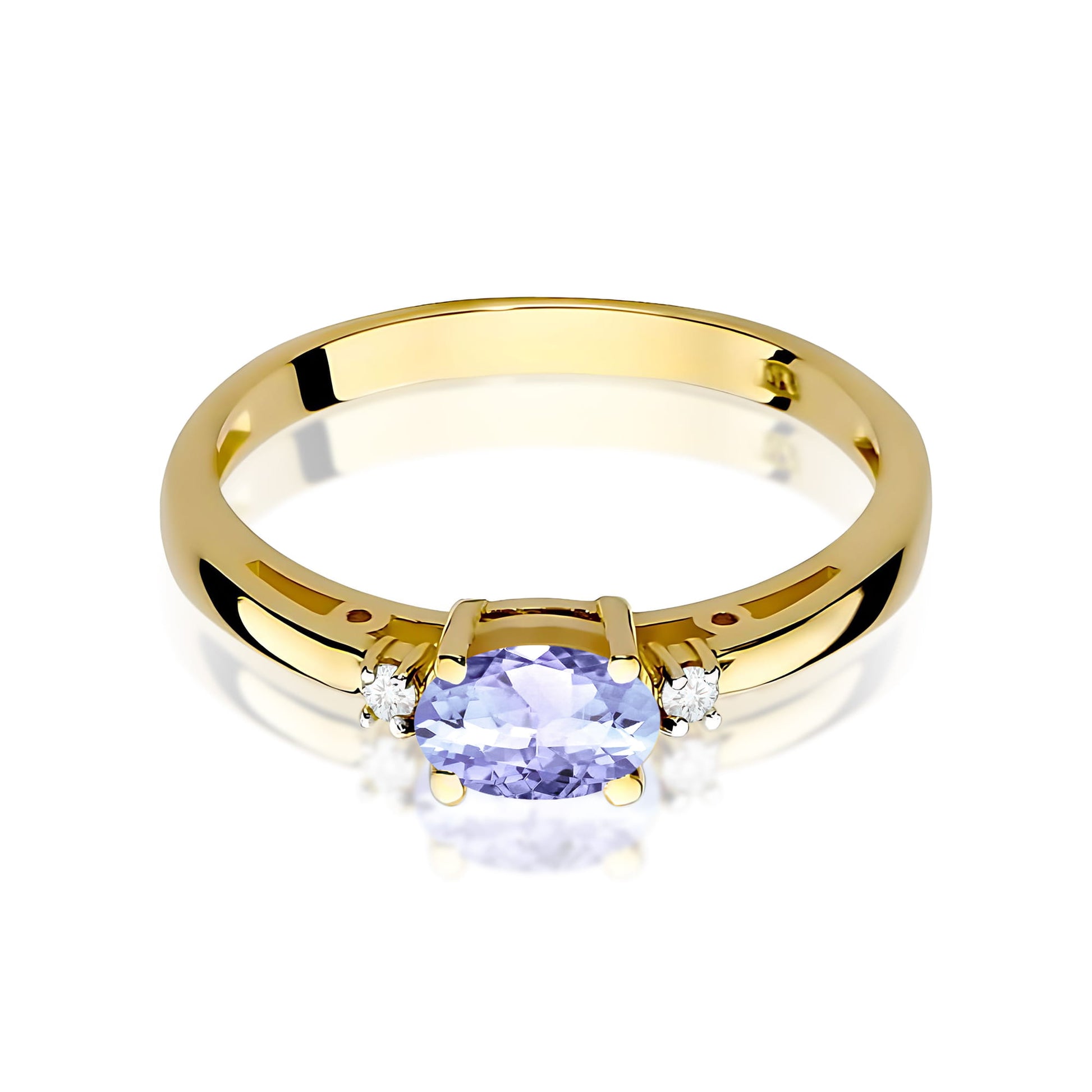 Inel Aur 9K cu Tanzanit 0.40 ct si Diamante Naturale 0.03 ct