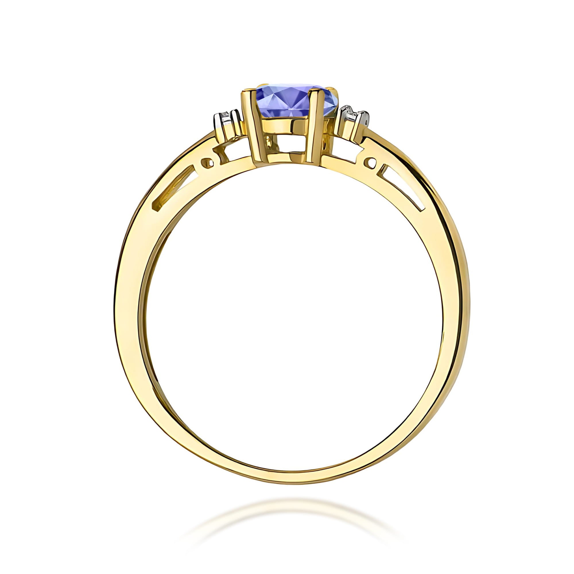 Inel Aur 9K cu Tanzanit 0.40 ct si Diamante Naturale 0.03 ct