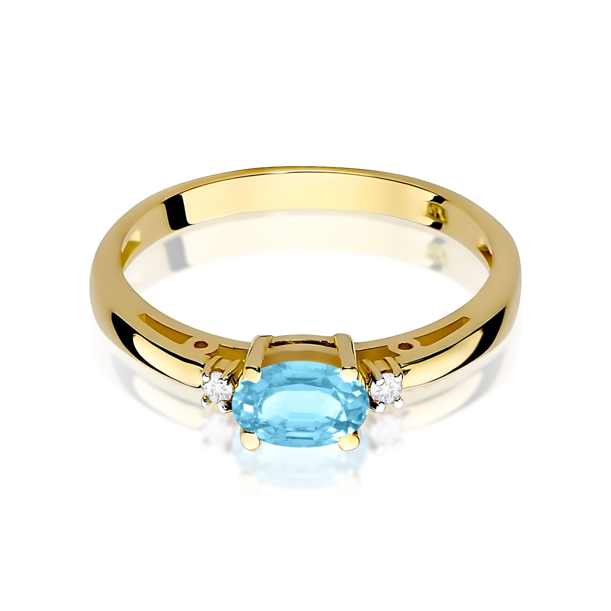Inel Aur 9K cu Topaz Swiss 0.50 ct si Diamante Naturale 0.03 ct
