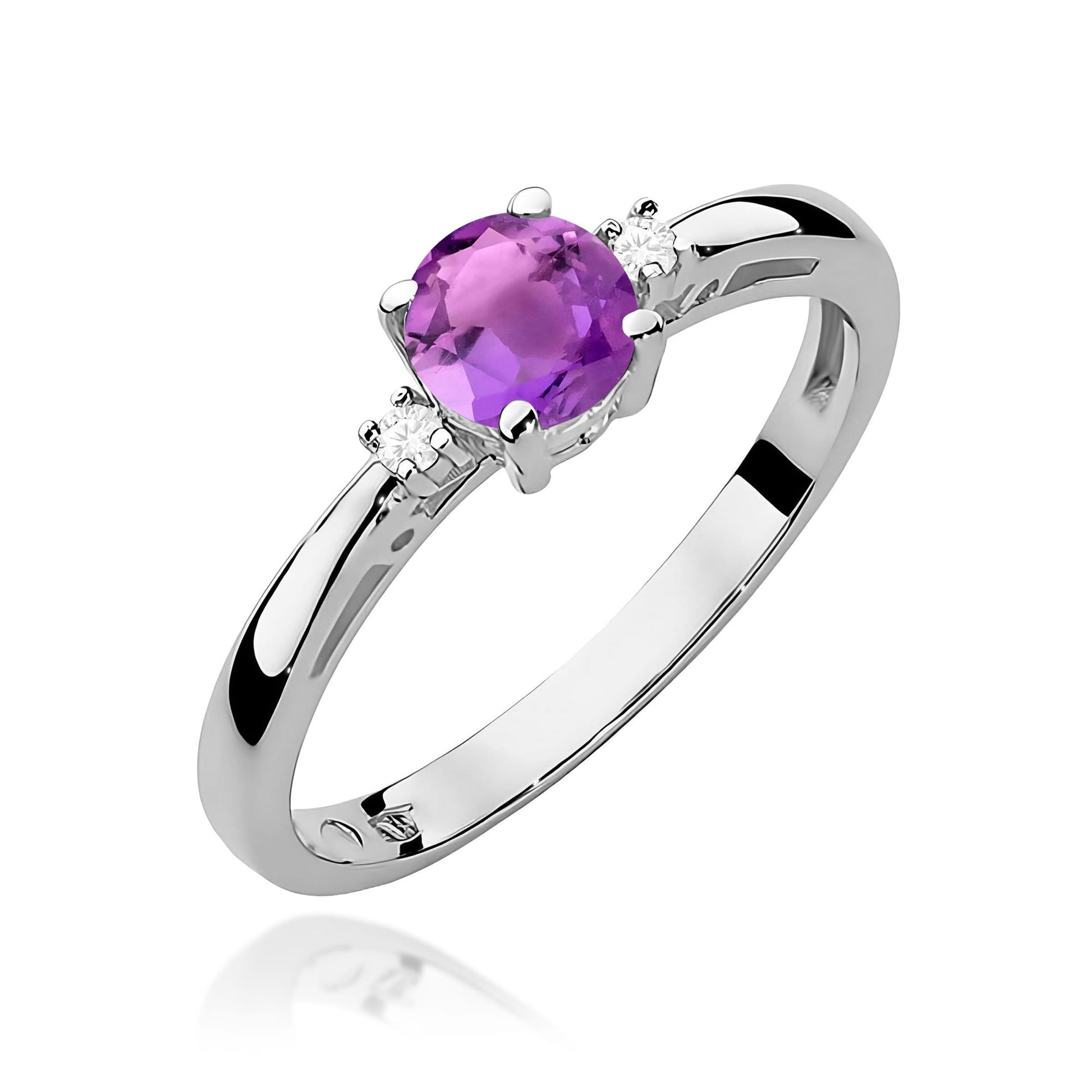 Inel Aur 9K cu Ametist 0.50 ct si Diamante Naturale 0.03 ct