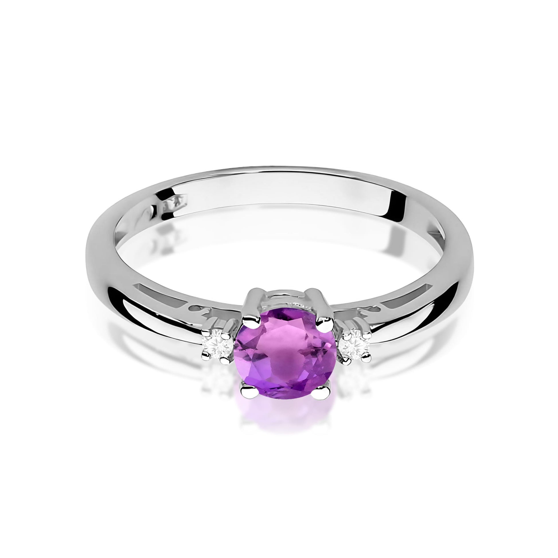 Inel Aur 9K cu Ametist 0.50 ct si Diamante Naturale 0.03 ct