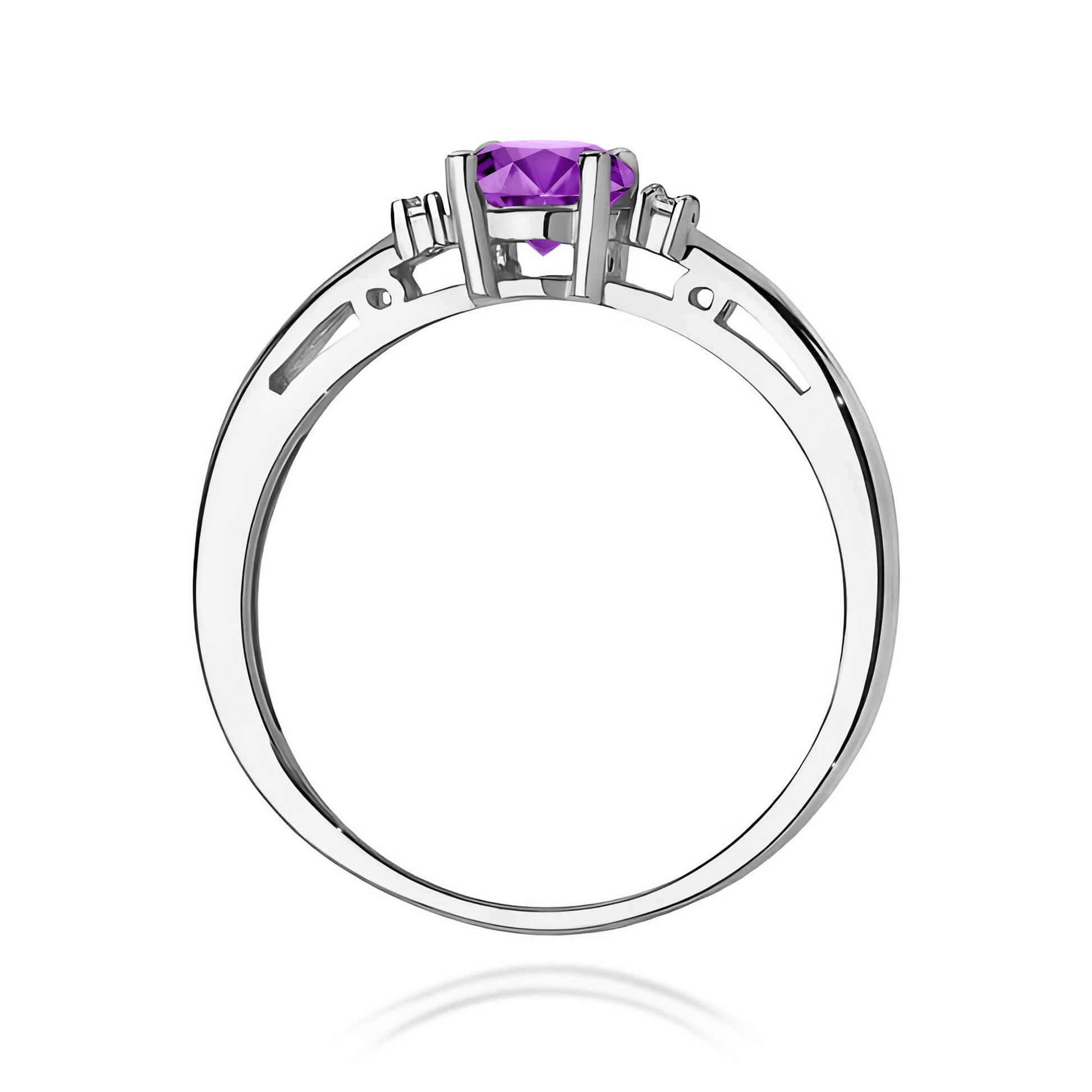 Inel Aur 9K cu Ametist 0.50 ct si Diamante Naturale 0.03 ct