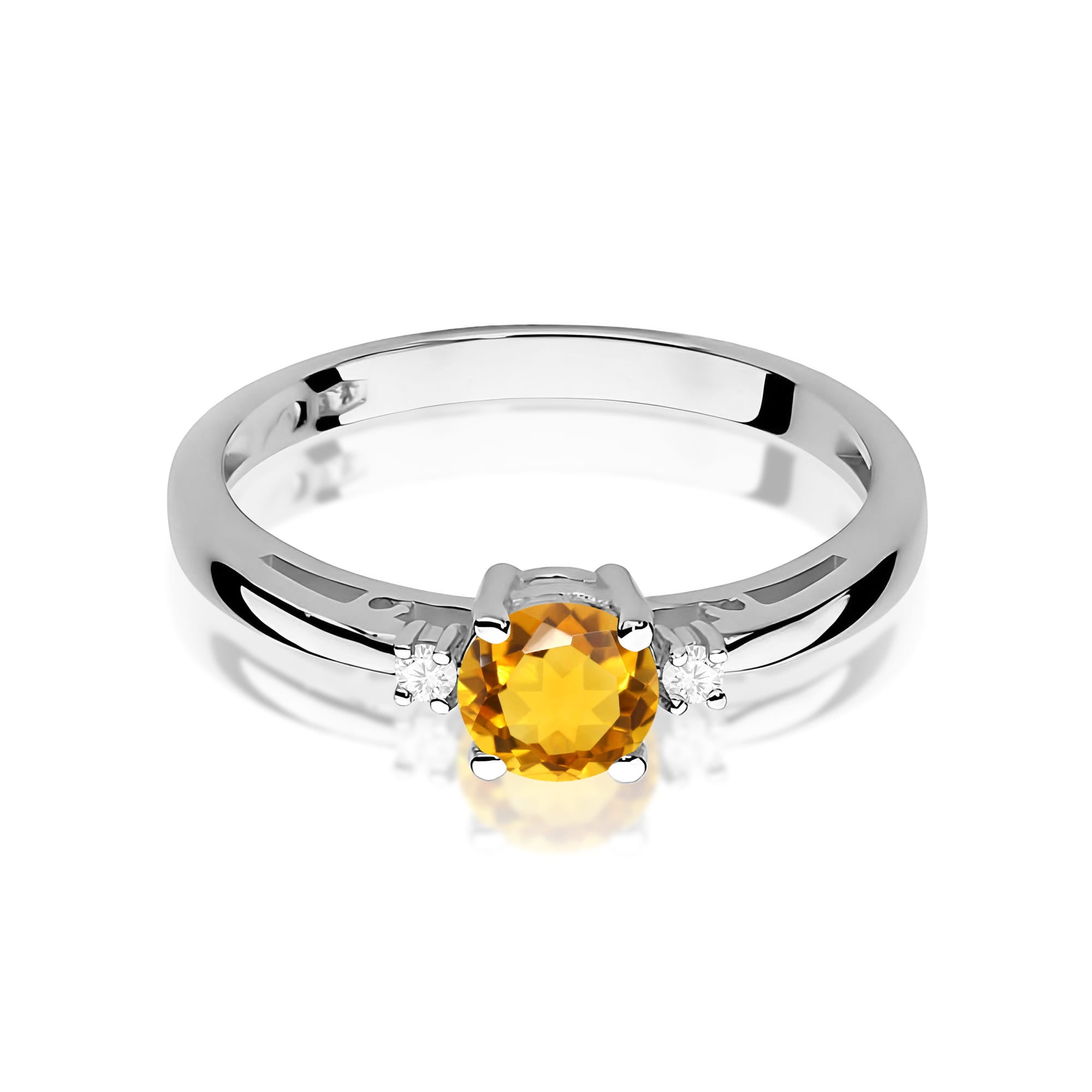Inel Aur 9K cu Citrin 0.50 ct si Diamante Naturale 0.03 ct