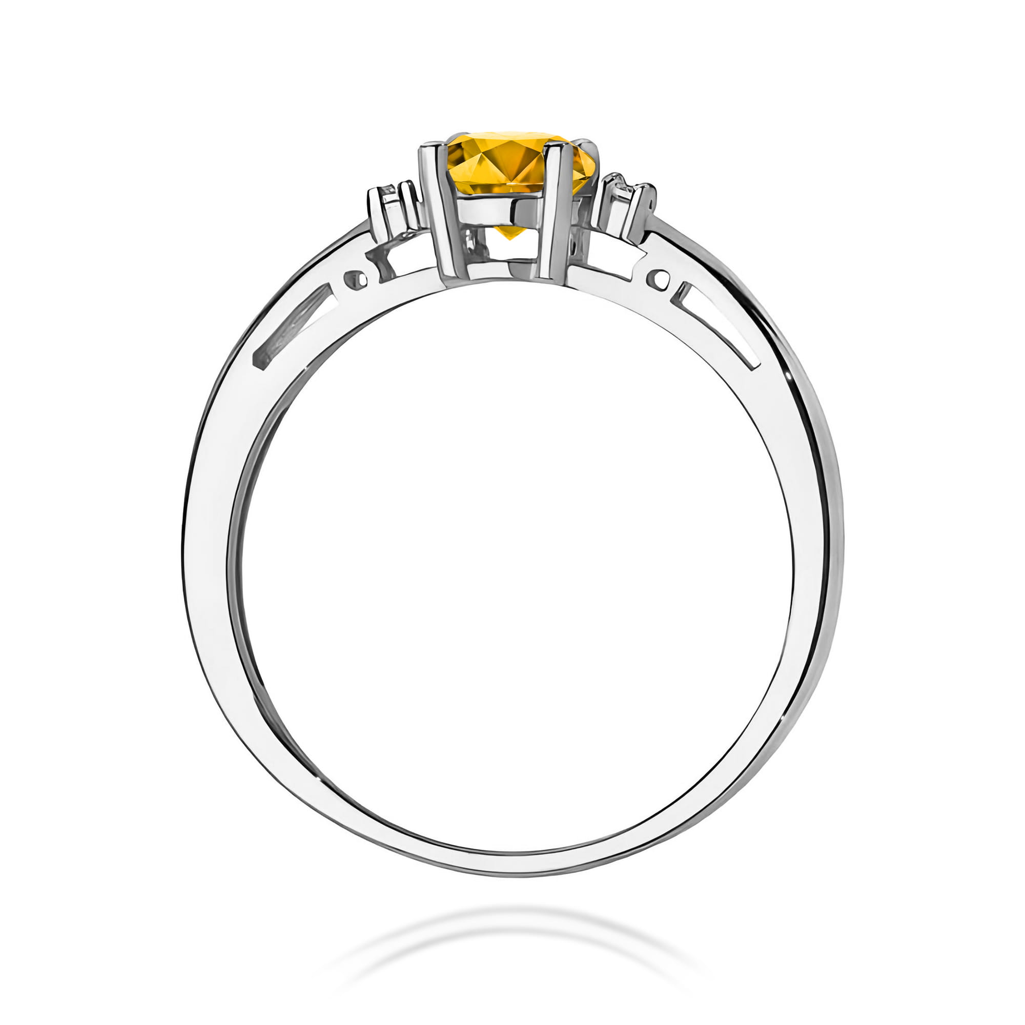 Inel Aur 9K cu Citrin 0.50 ct si Diamante Naturale 0.03 ct