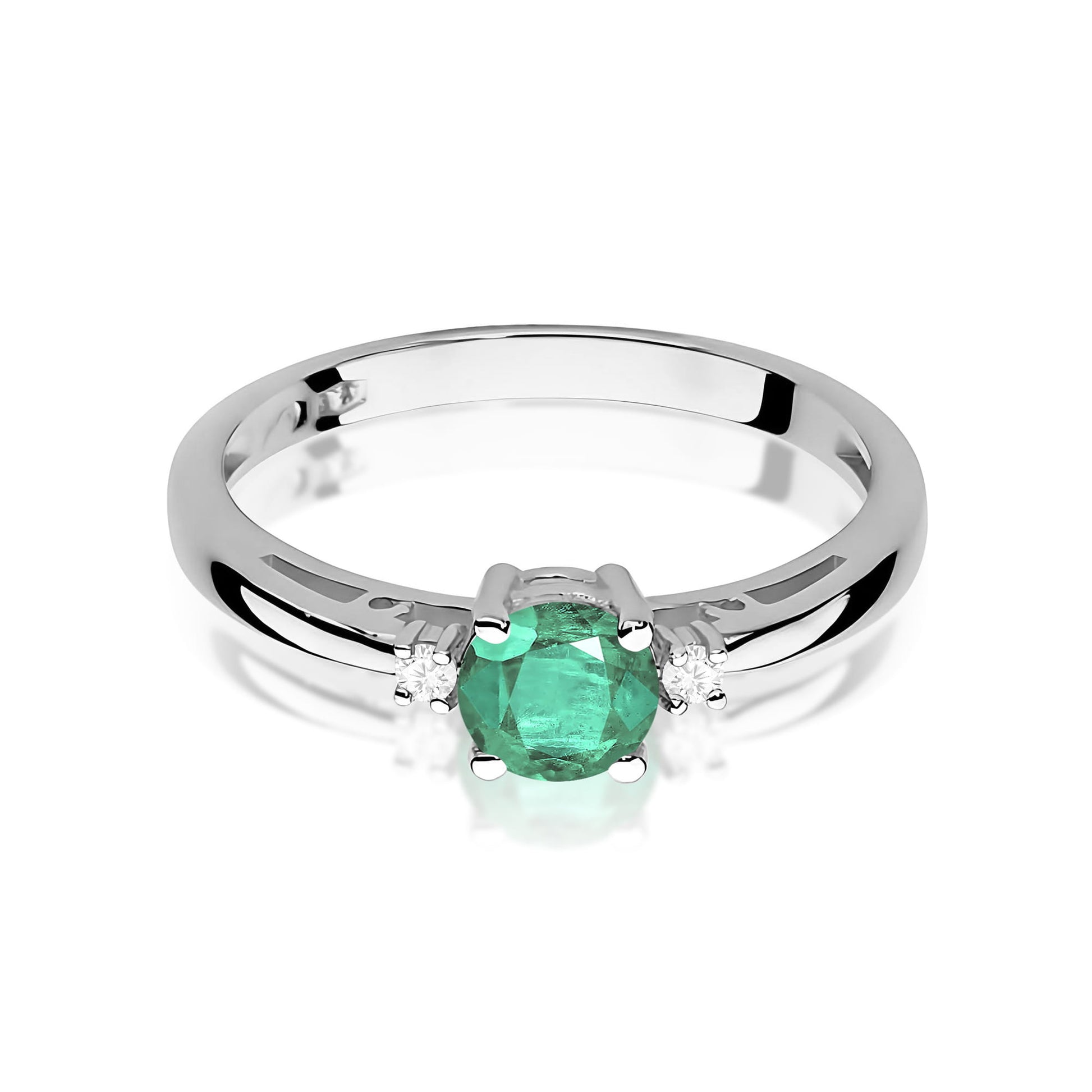 Inel Aur 9K cu Smarald 0.50 ct si Diamante Naturale 0.03 ct