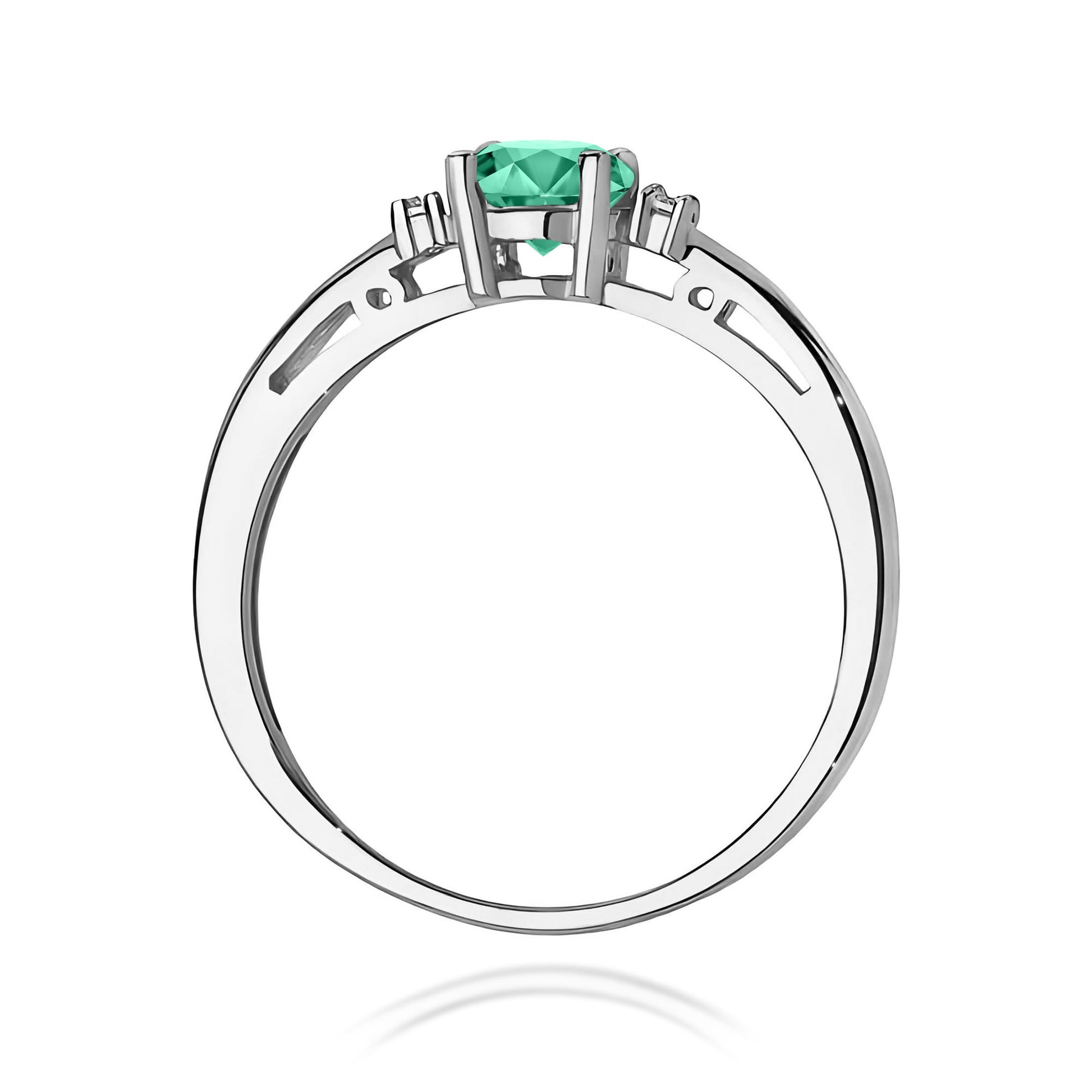 Inel Aur 9K cu Smarald 0.50 ct si Diamante Naturale 0.03 ct