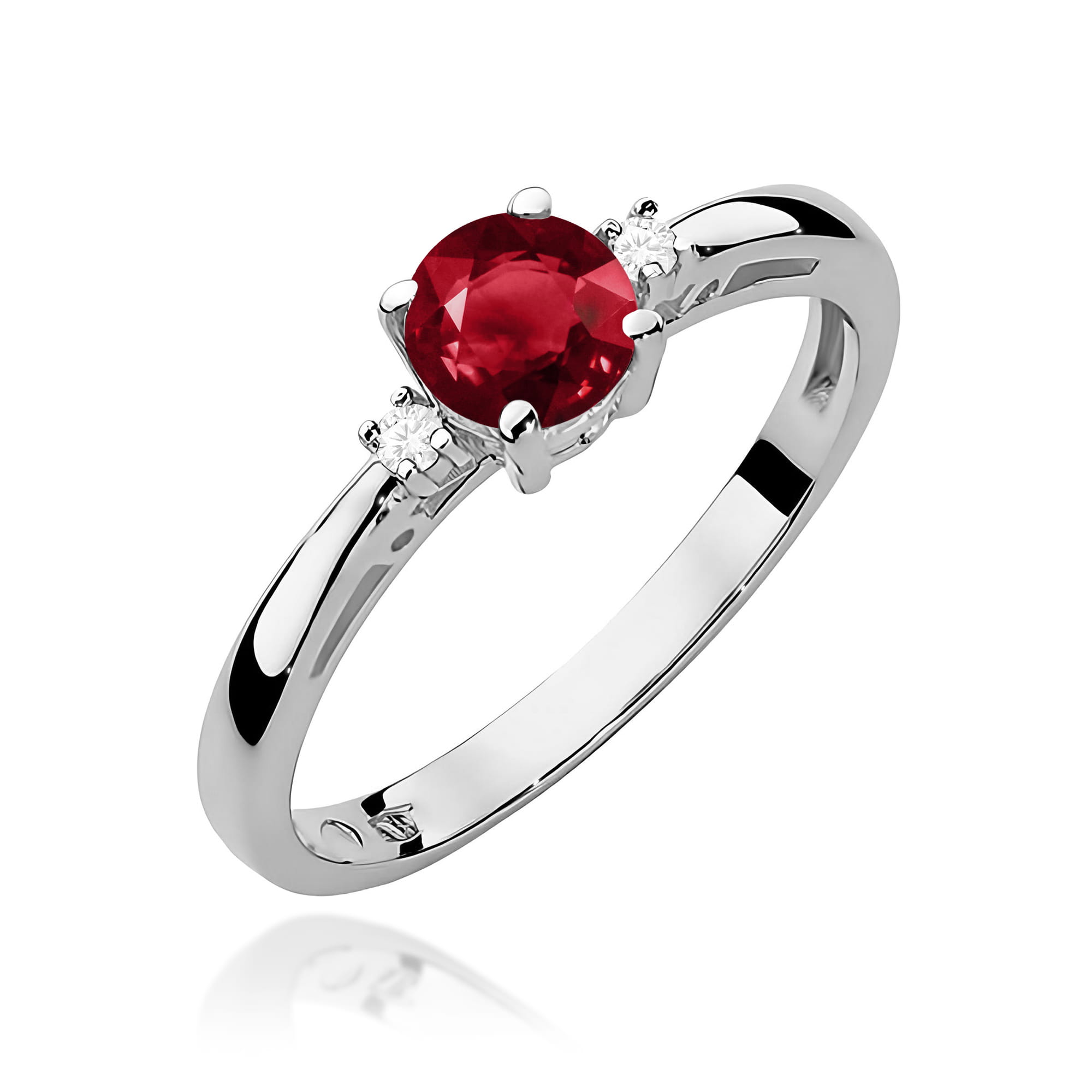 Inel Aur 9K cu Granat 0.60 ct si Diamante Naturale 0.03 ct