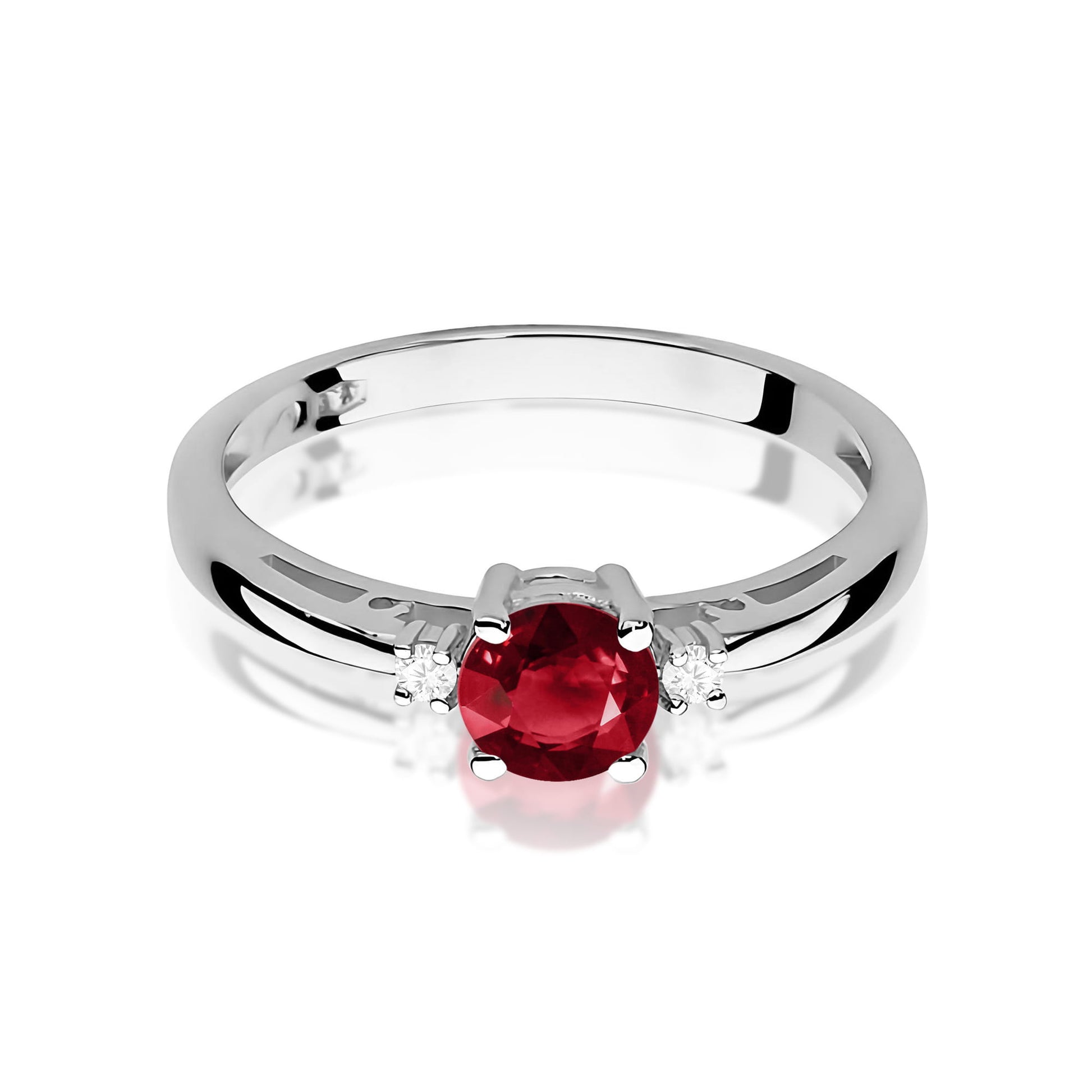 Inel Aur 9K cu Granat 0.60 ct si Diamante Naturale 0.03 ct