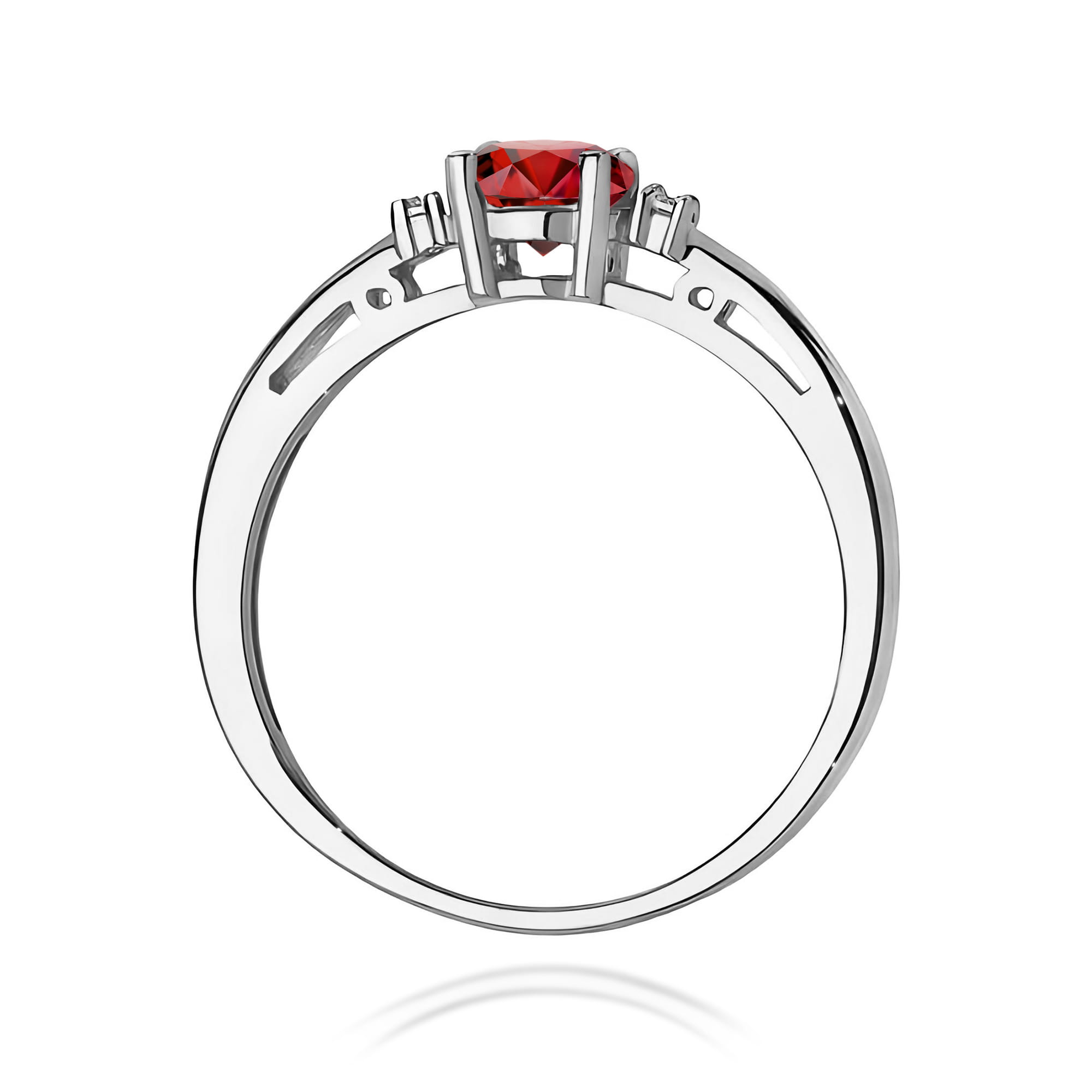Inel Aur 9K cu Granat 0.60 ct si Diamante Naturale 0.03 ct