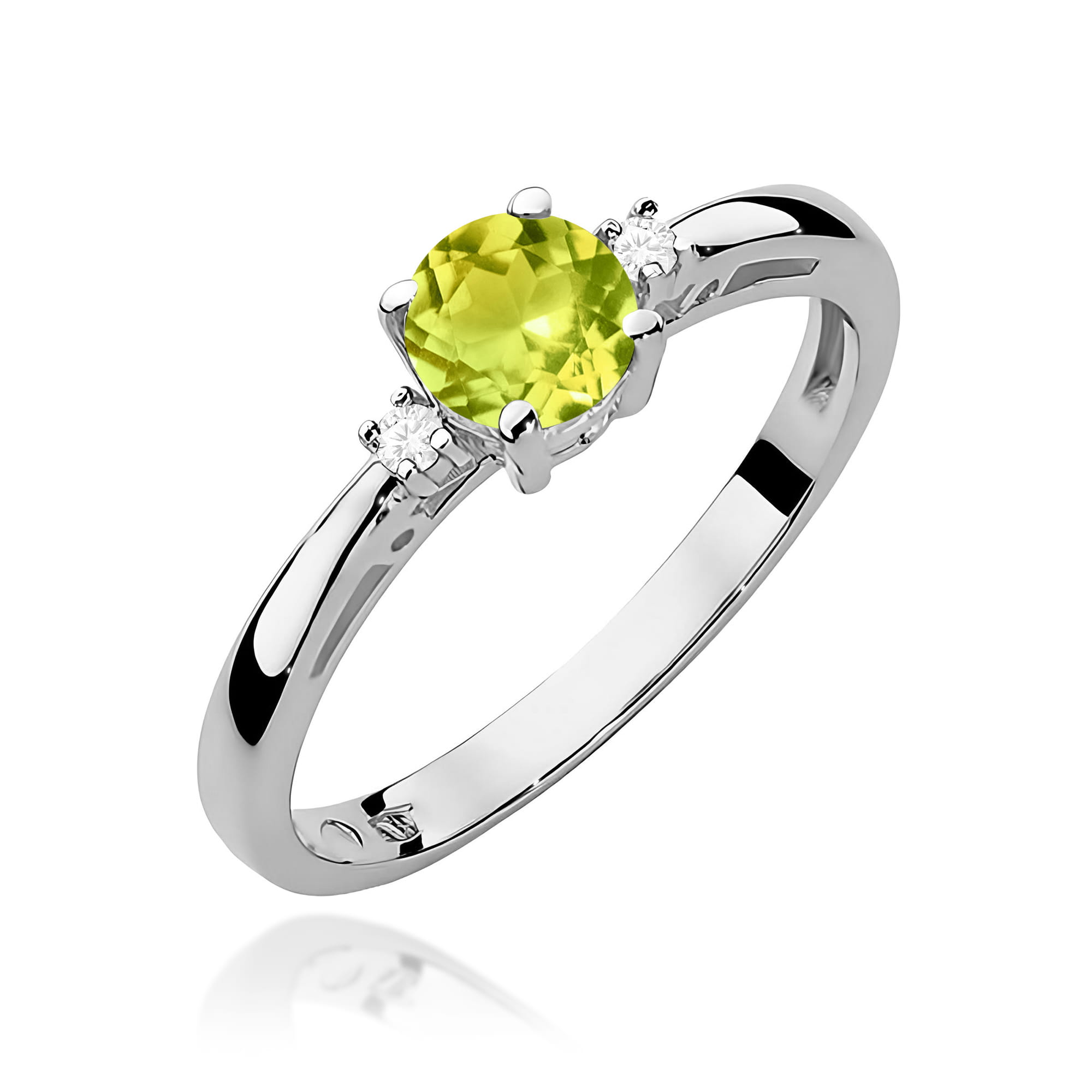 Inel Aur 9K cu Peridot 0.60 ct si Diamante Naturale 0.03 ct
