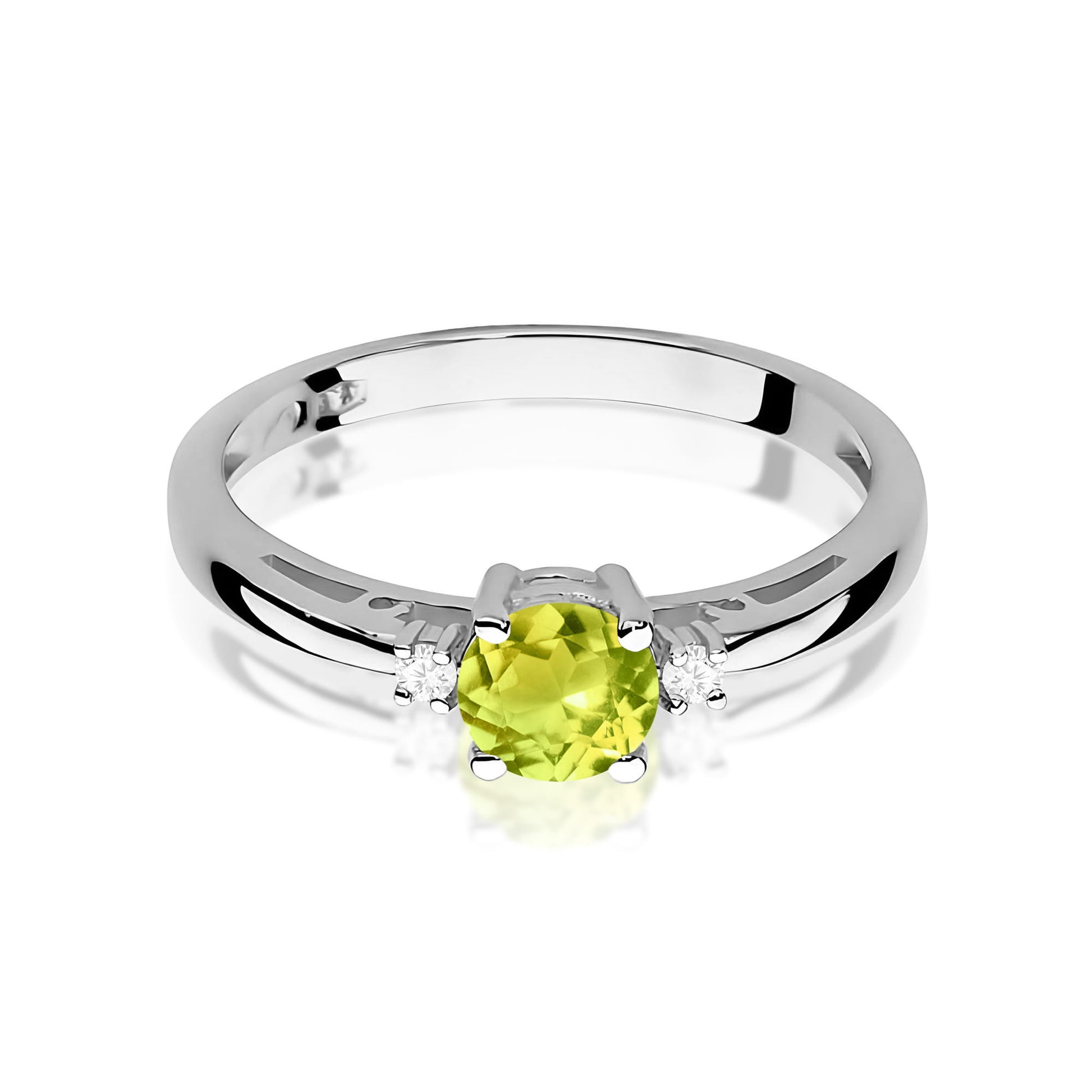 Inel Aur 9K cu Peridot 0.60 ct si Diamante Naturale 0.03 ct