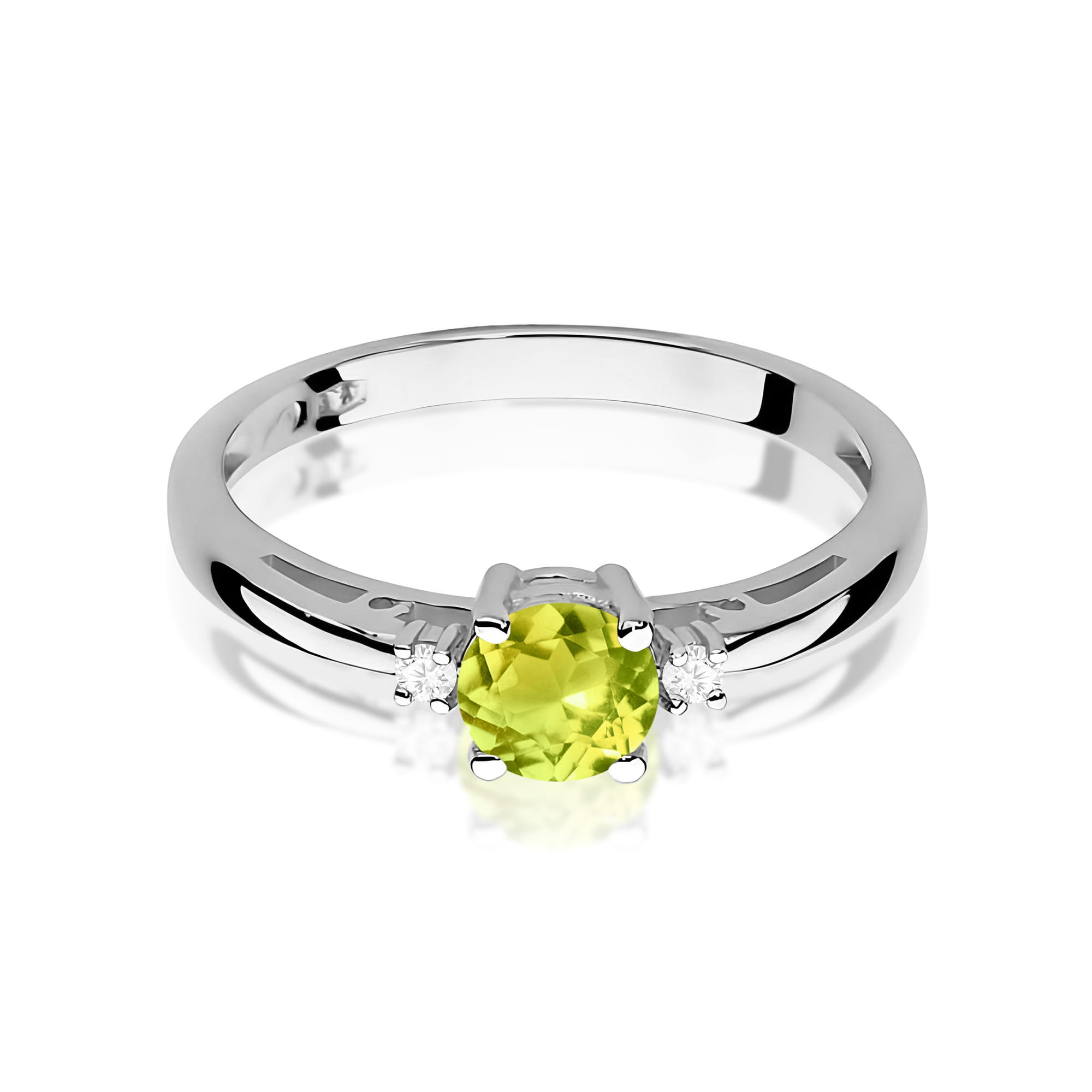 Inel Aur 9K cu Peridot 0.60 ct si Diamante Naturale 0.03 ct