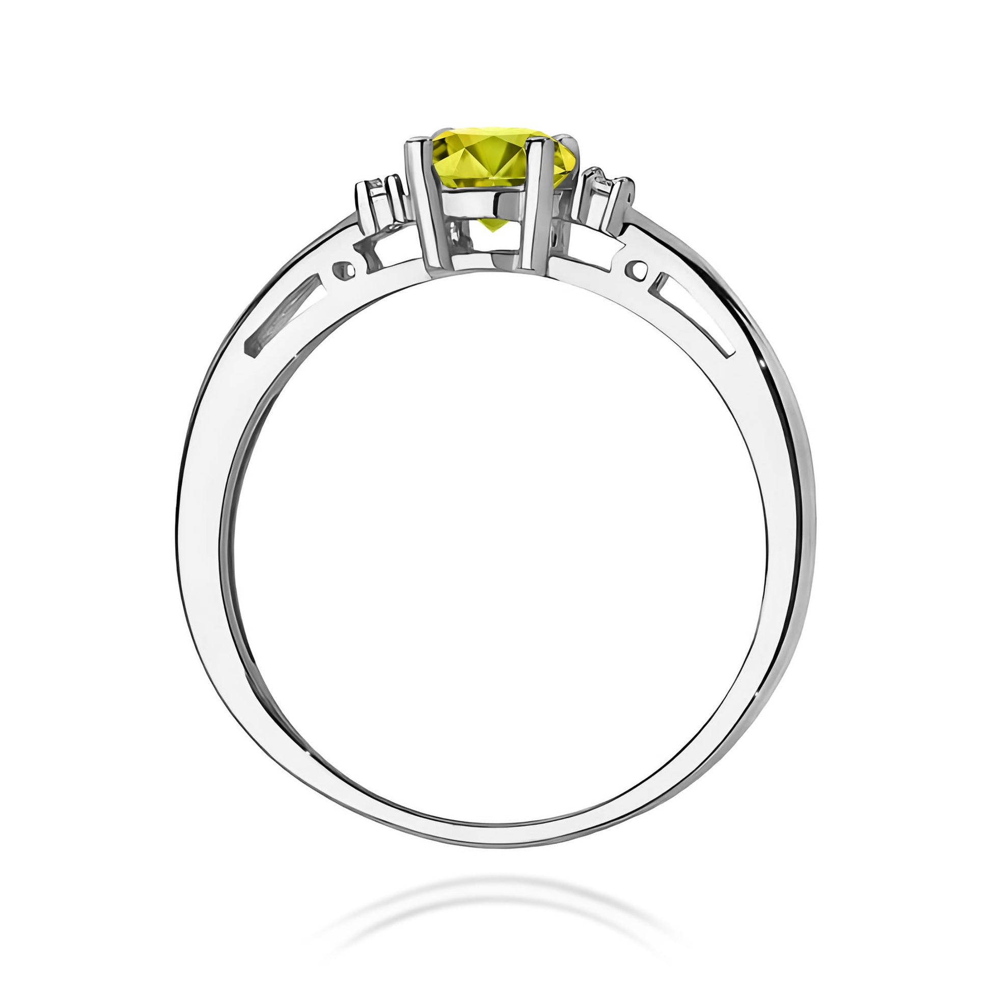 Inel Aur 9K cu Peridot 0.60 ct si Diamante Naturale 0.03 ct