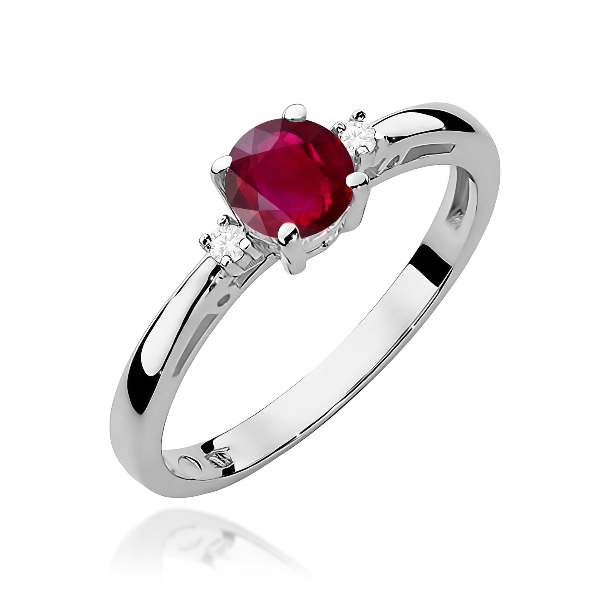 Inel Aur 9K cu Rubin 0.60 ct si Diamante Naturale 0.03 ct
