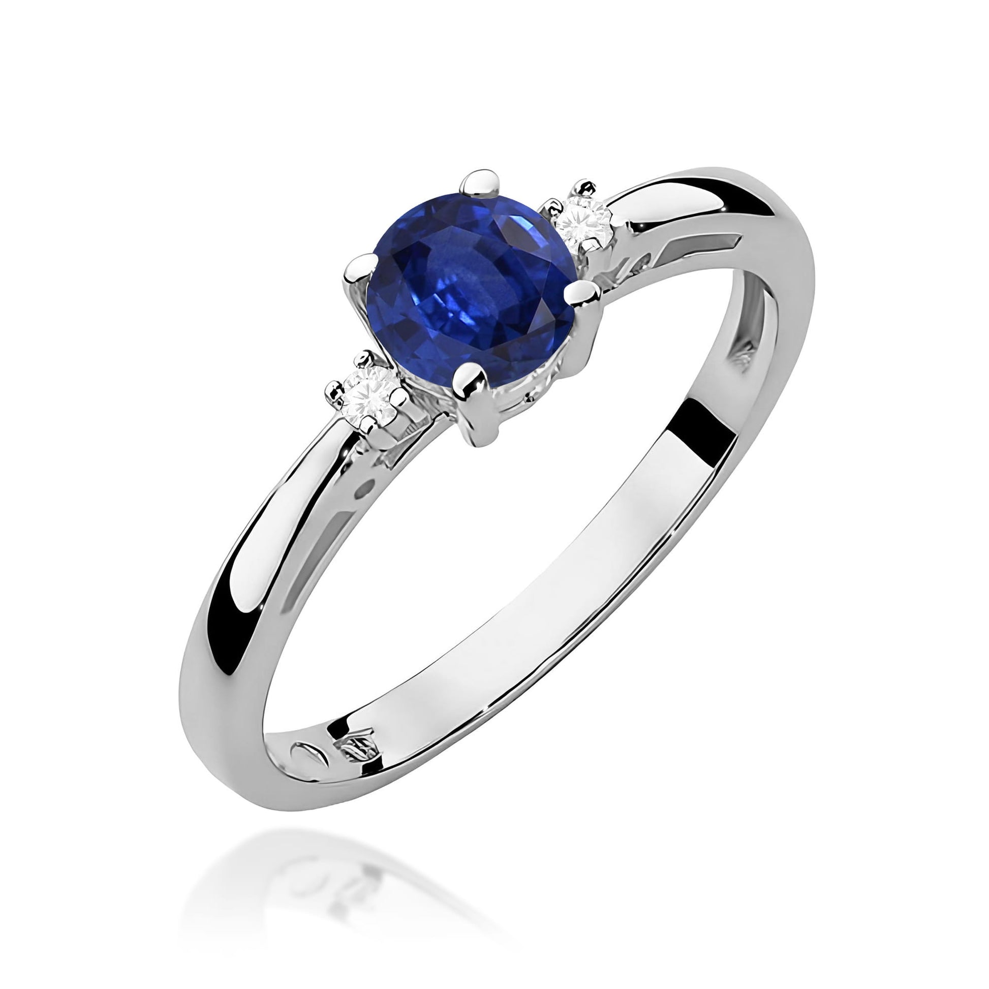 Inel Aur 9K cu Safir 0.50 ct si Diamante Naturale 0.03 ct