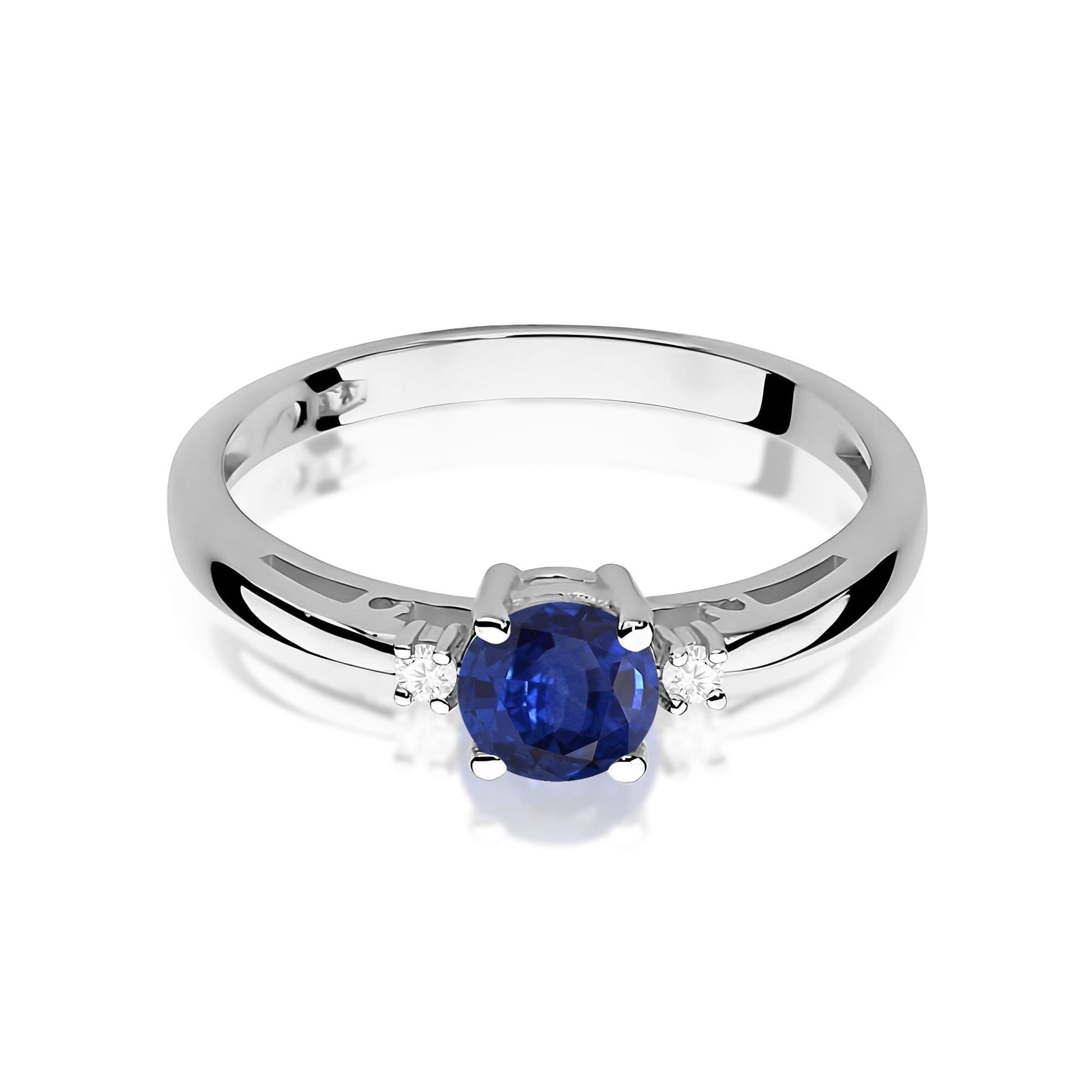Inel Aur 9K cu Safir 0.50 ct si Diamante Naturale 0.03 ct