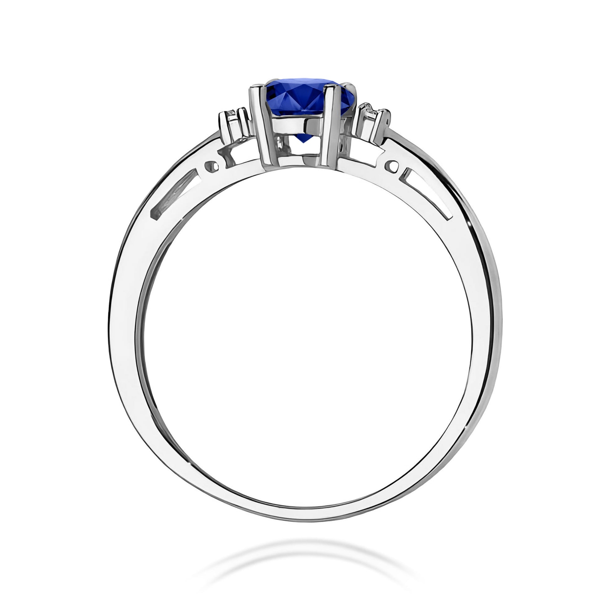 Inel Aur 9K cu Safir 0.50 ct si Diamante Naturale 0.03 ct