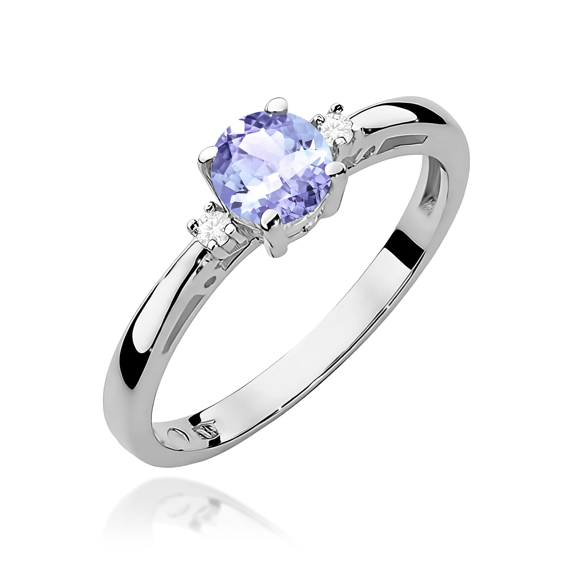 Inel Aur 9K cu Tanzanit 0.50 ct si Diamante Naturale 0.03 ct